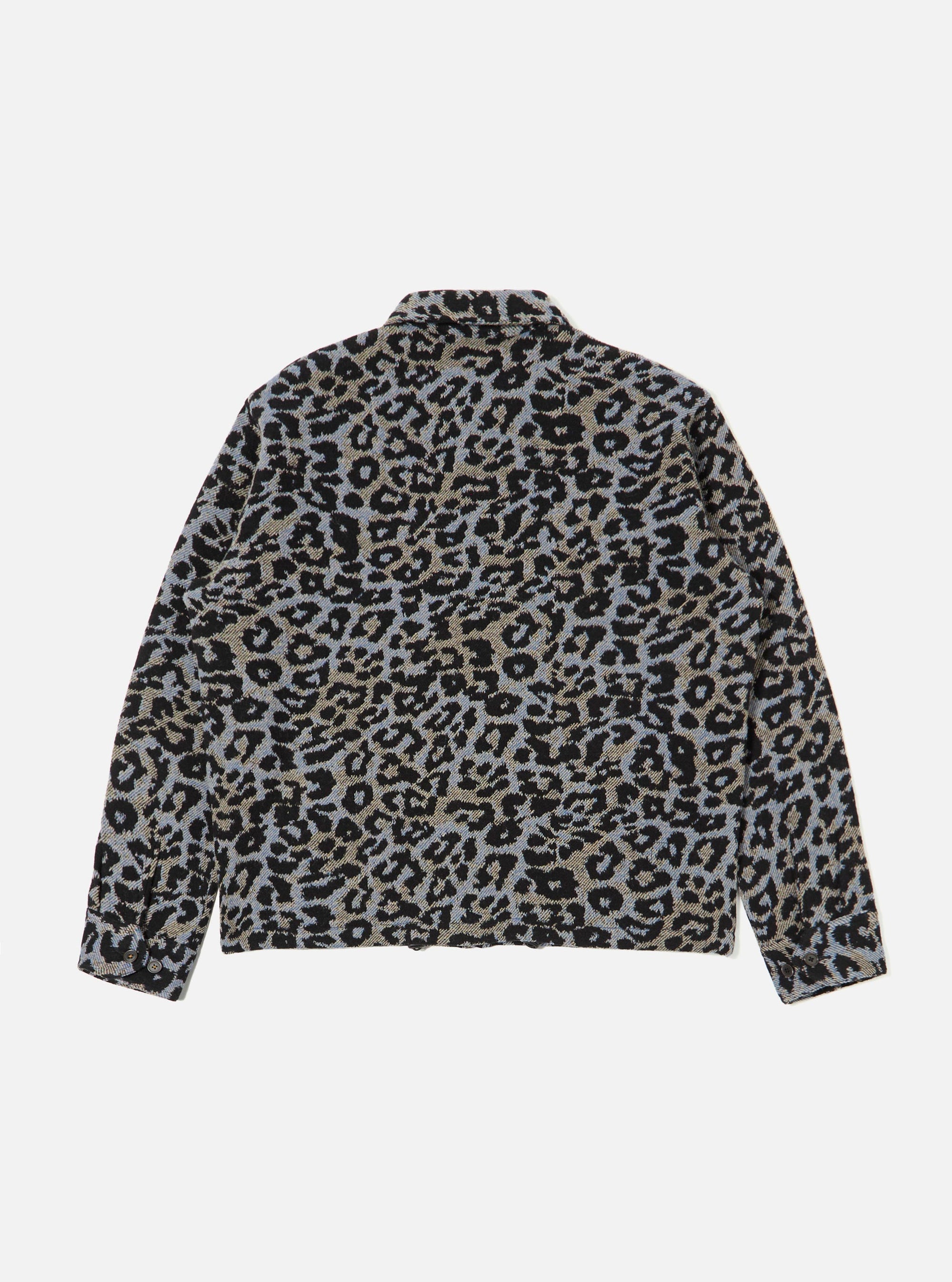 Blue Leopard Flower Wool Club Jacket