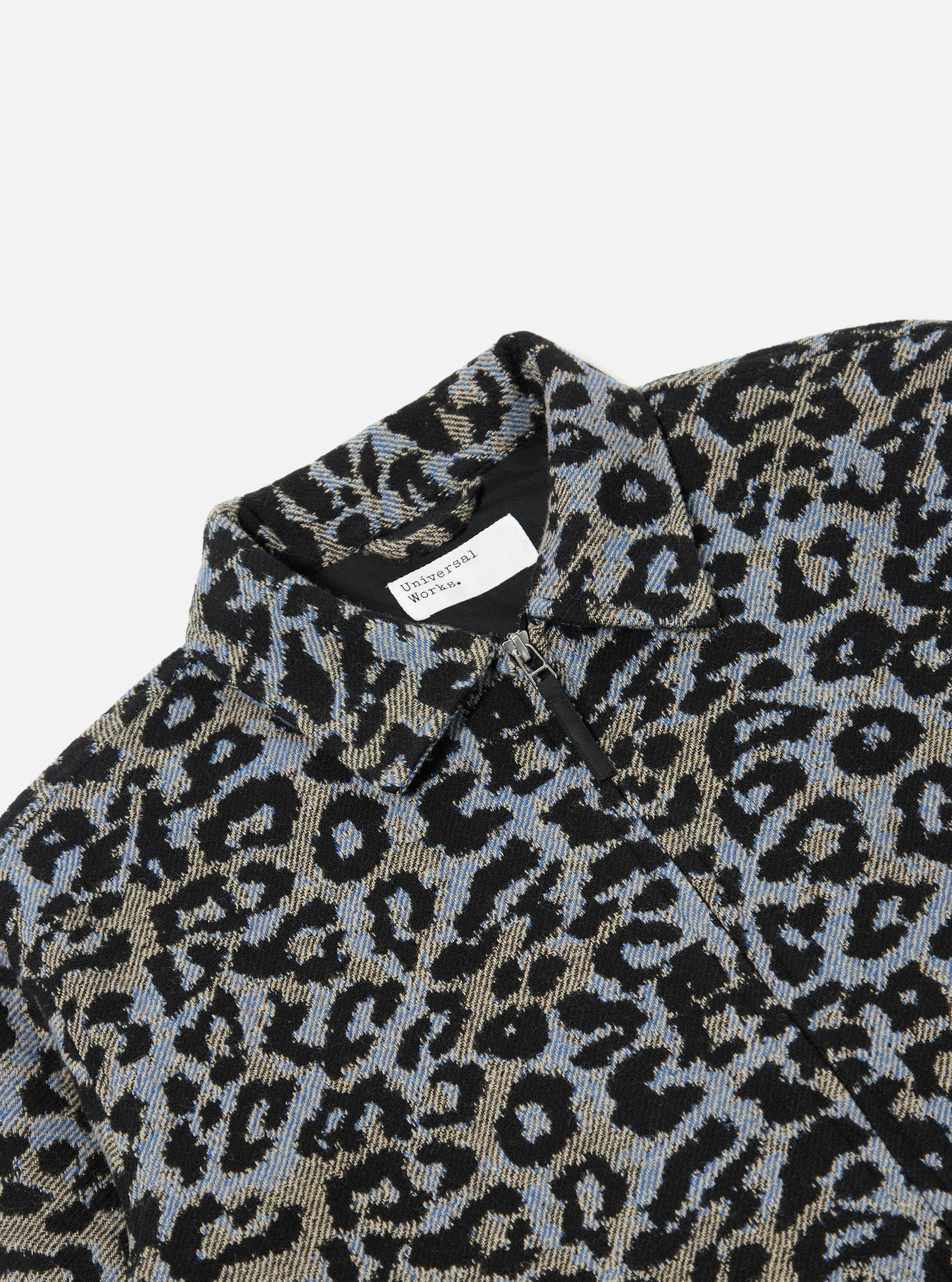 Blue Leopard Flower Wool Club Jacket