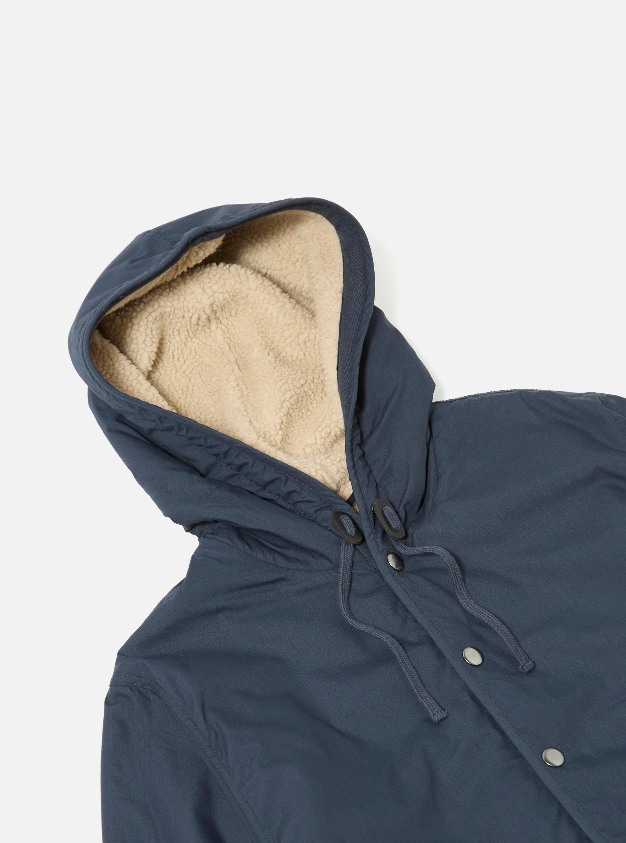 Navy/Sand Recycled Polytech/Sherpa Reversible Simple Hooded Jacket
