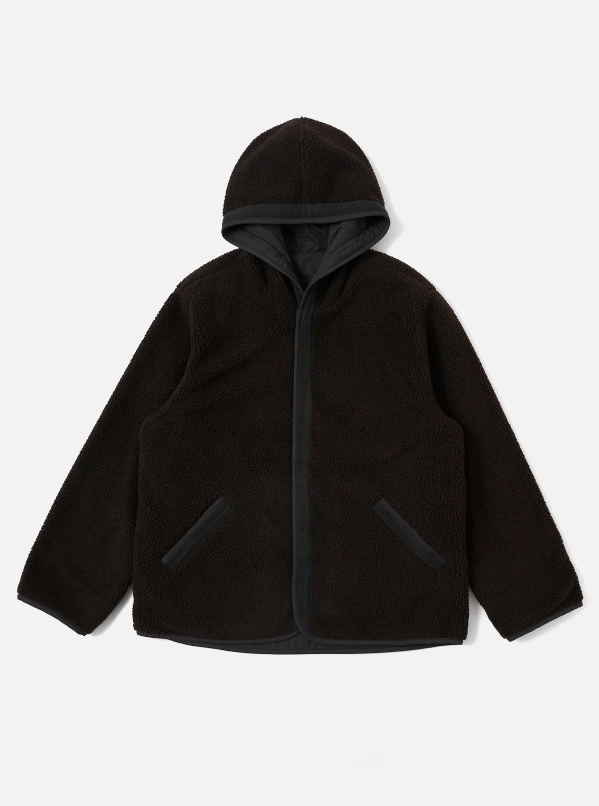 Black/Brown Recycled Polytech/Sherpa Reversible Simple Hooded Jacket