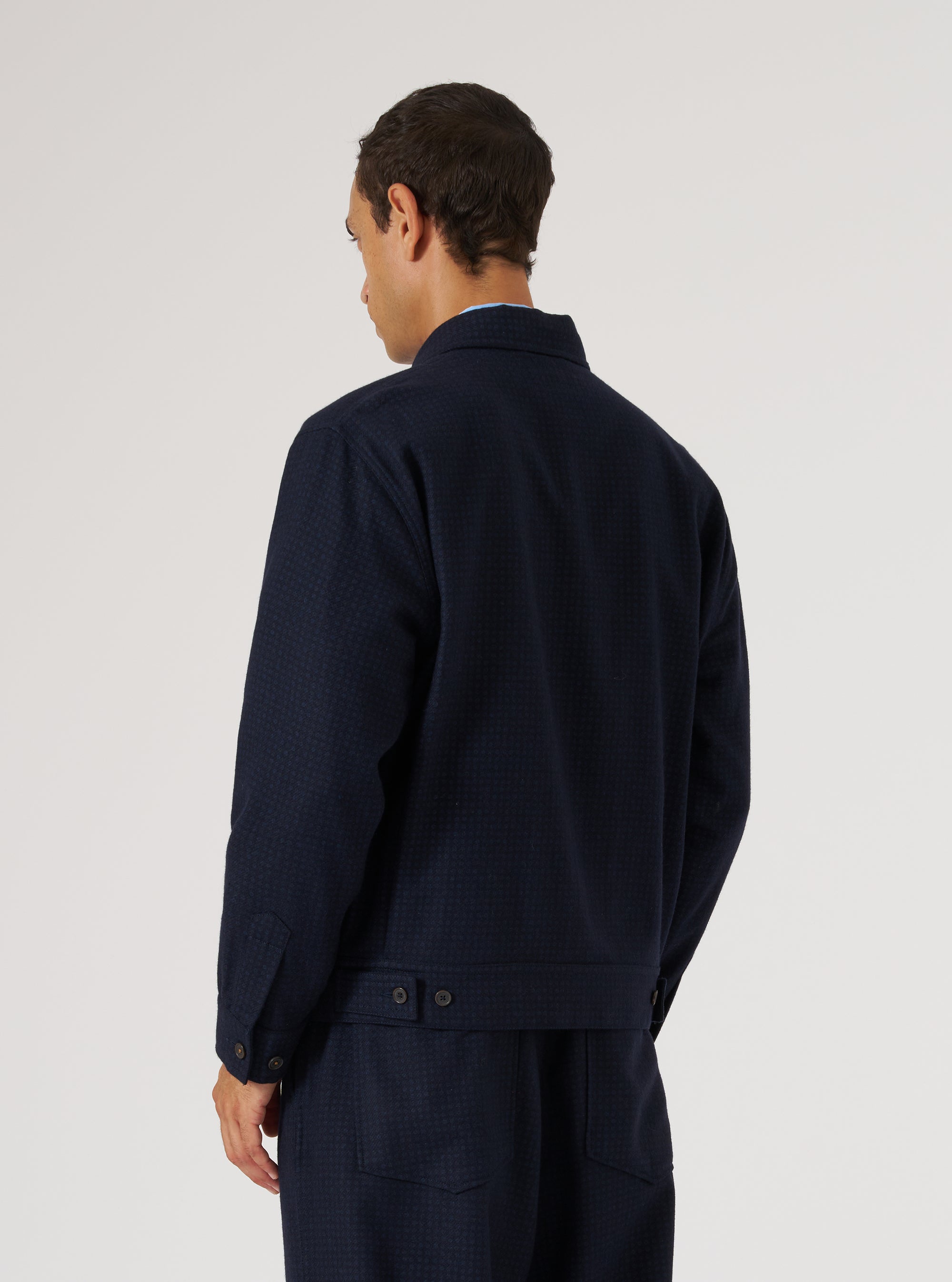 Navy Dot Print Flannel Rose Bowl Jacket