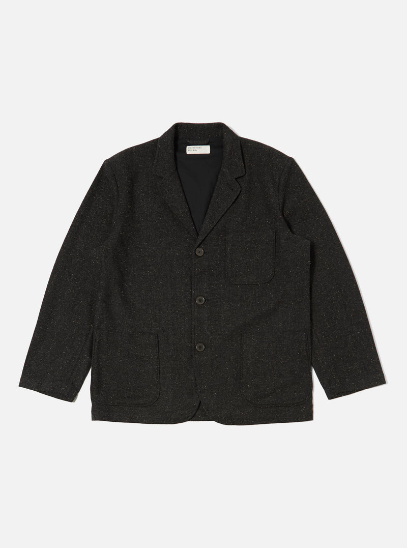 Black Salt N Pepper Tweed Three Button Jacket