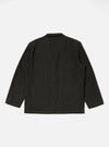 The back of a Black Salt N Pepper Tweed Three Button Jacket laid flat on a white background. The tweed material has a subtle texture and a tailored fit.