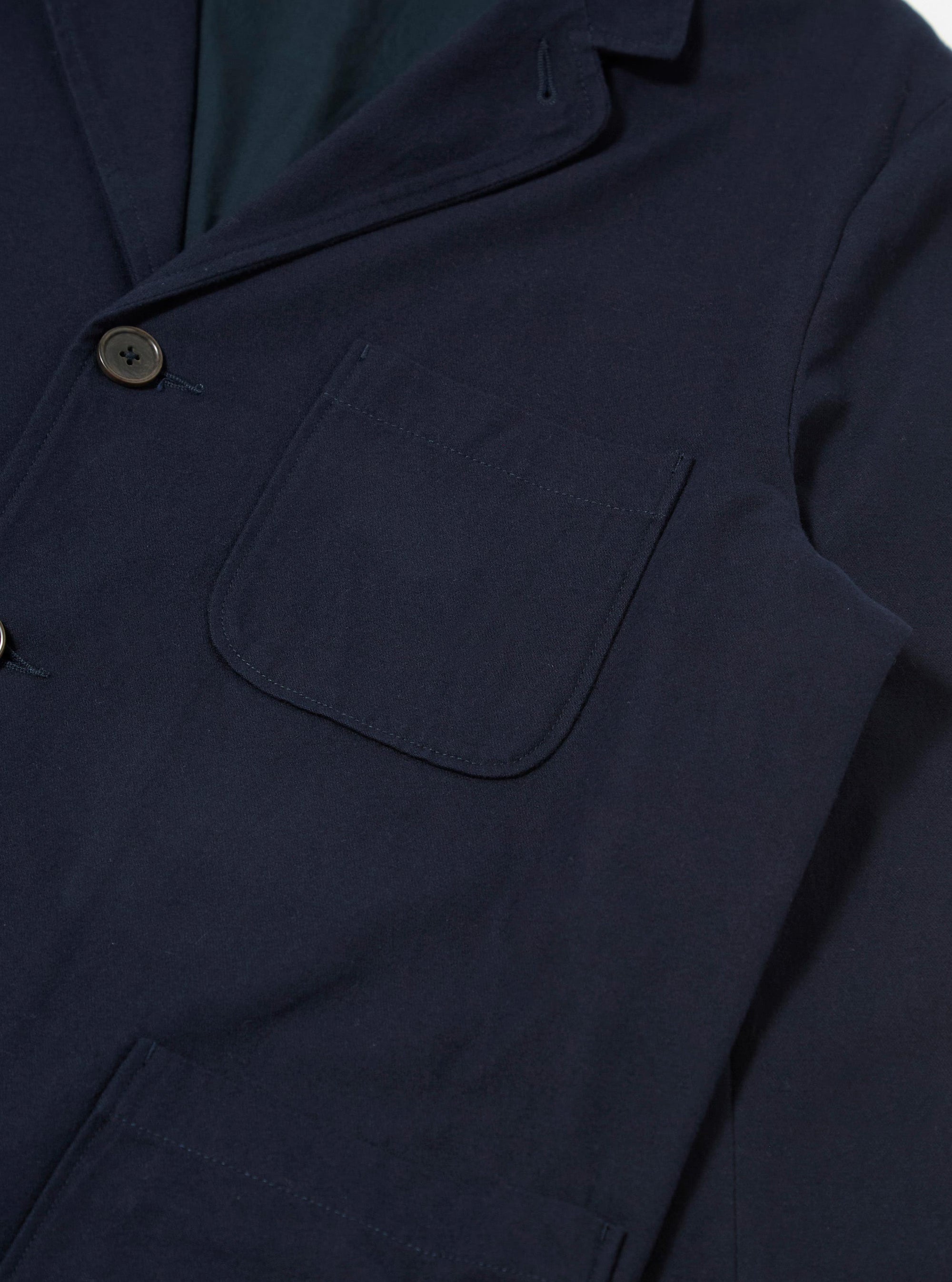 Navy Brushed Moleskin Three Button Jacket