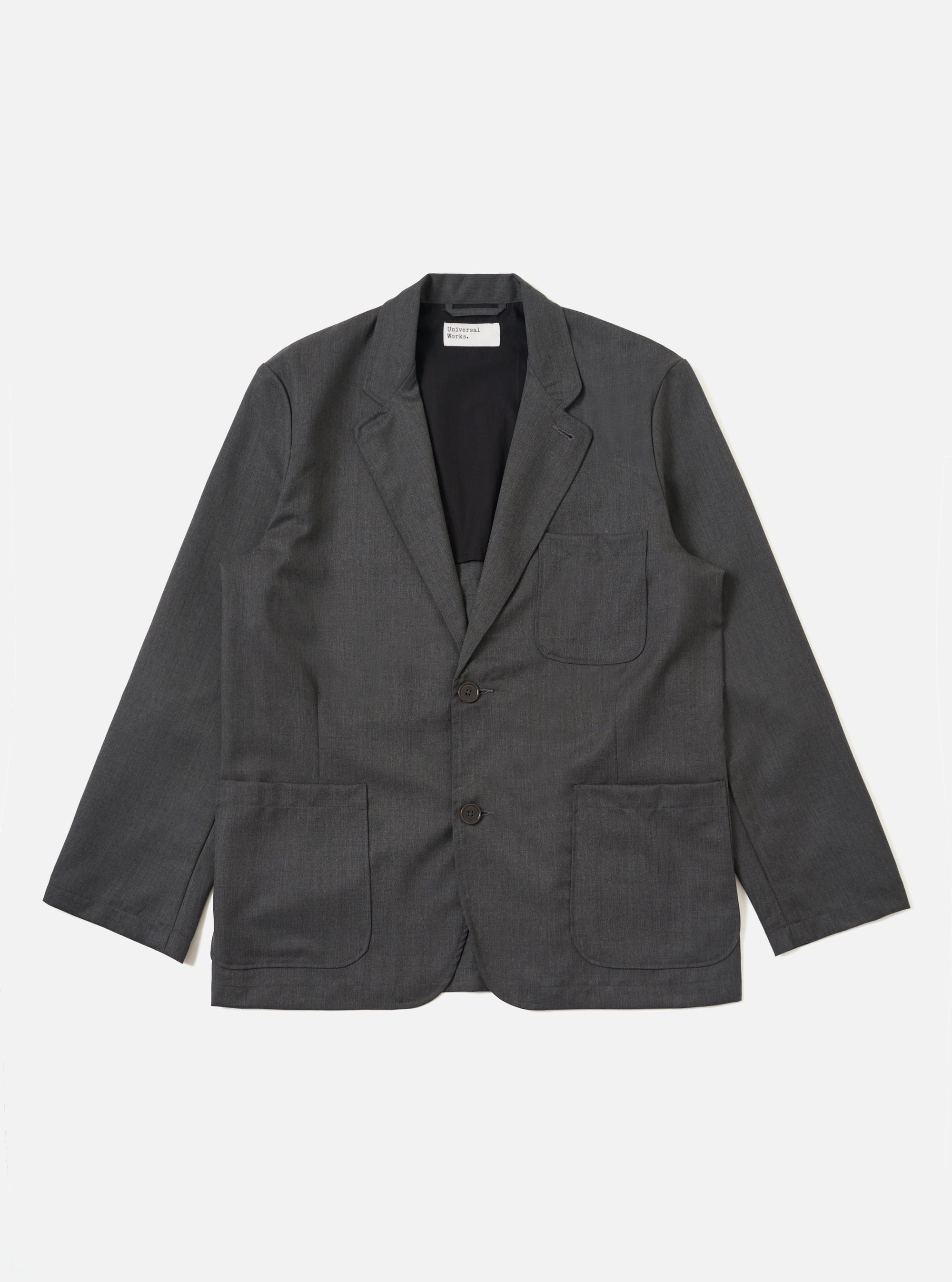 Charcoal Travel Suiting Two Button Jacket
