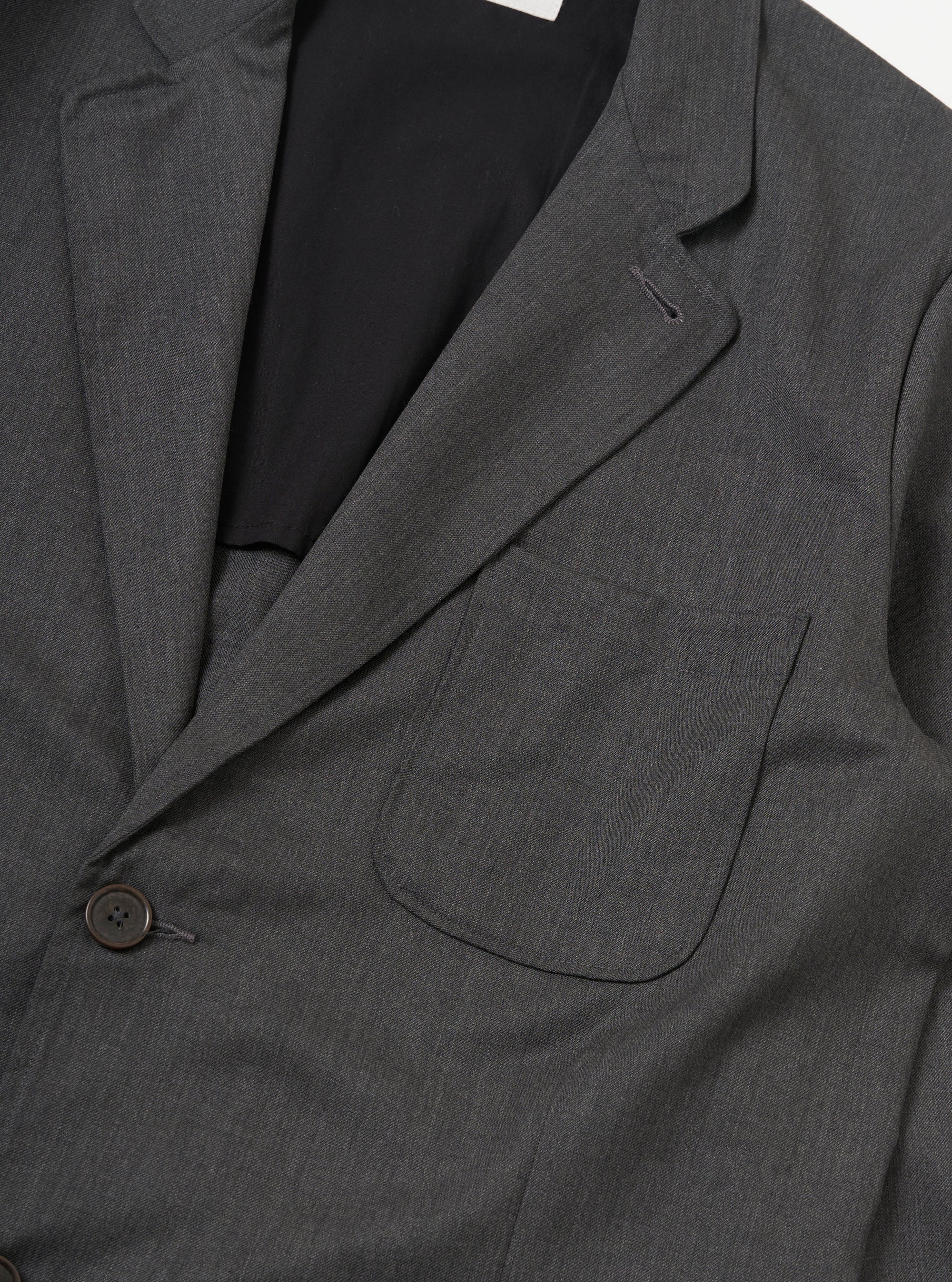 Charcoal Travel Suiting Two Button Jacket
