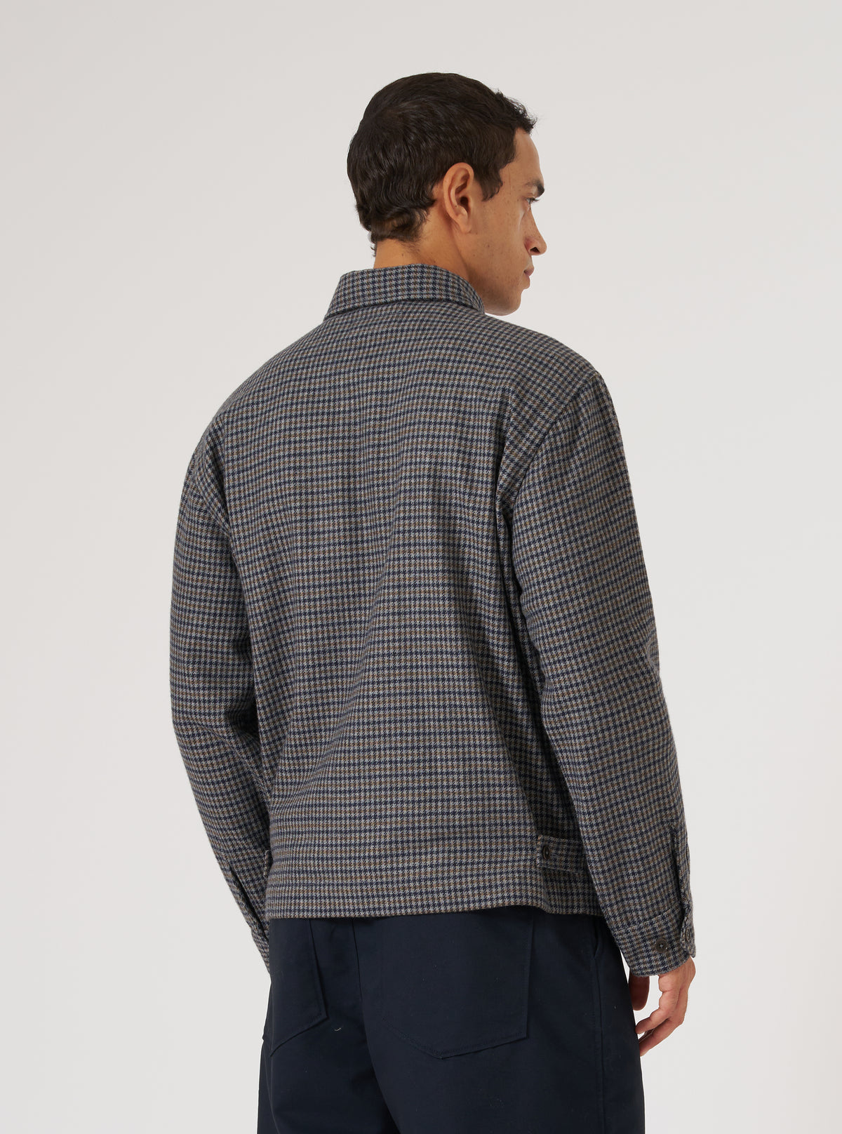 Charcoal Houndstooth Wool Mix Windcheater