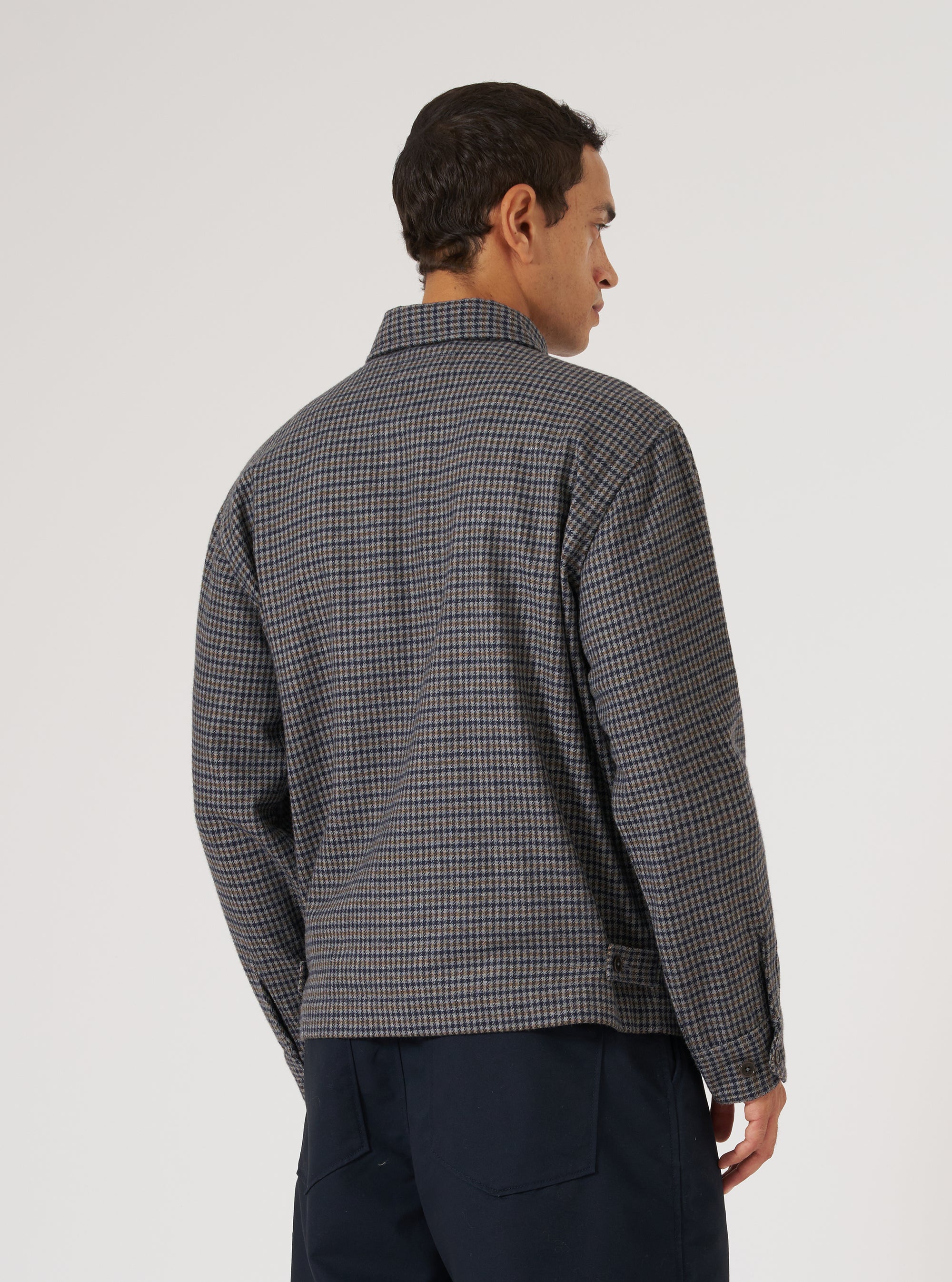 Charcoal Houndstooth Wool Mix Windcheater