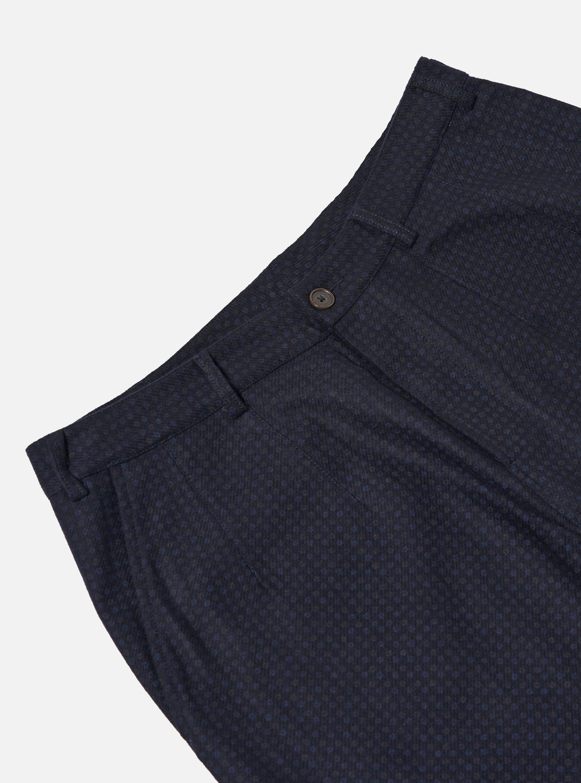 Navy Dot Print Flannel Dutch Pant