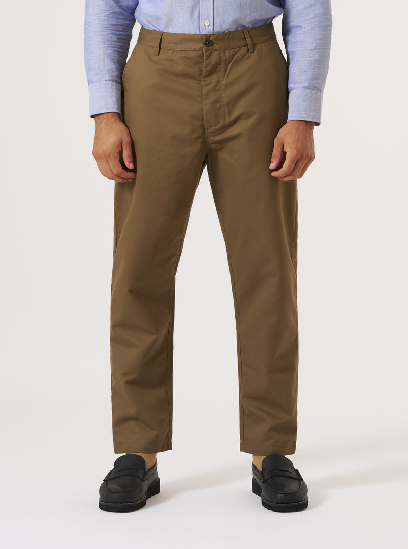 Khaki Brushed Polytech Military Chino