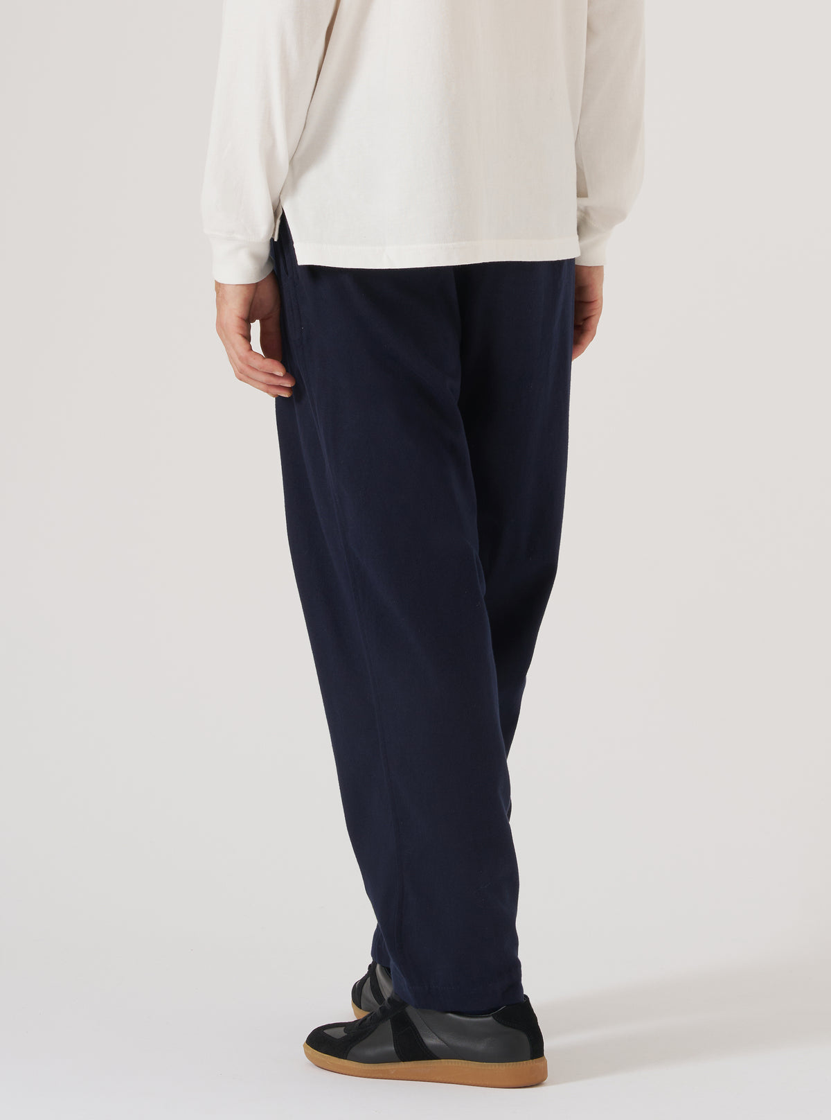 Navy Brushed Moleskin Pleated Track Pant