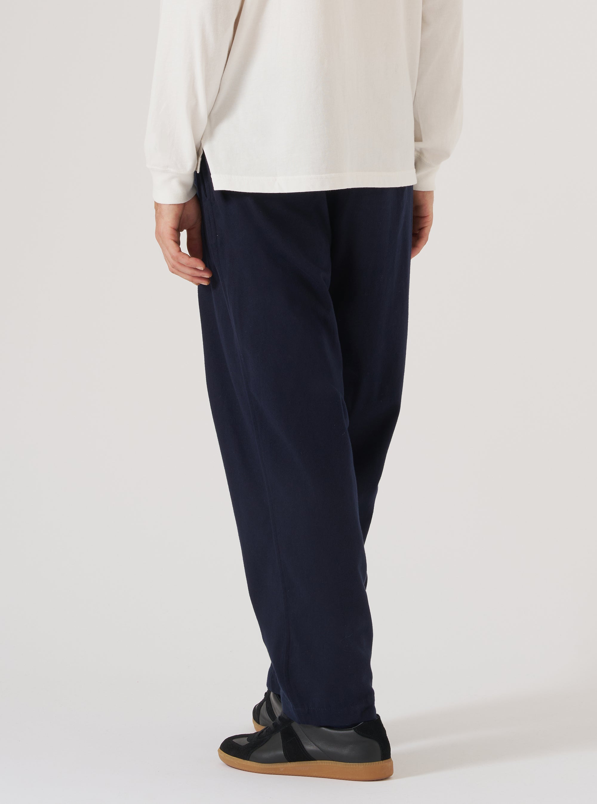Navy Brushed Moleskin Pleated Track Pant