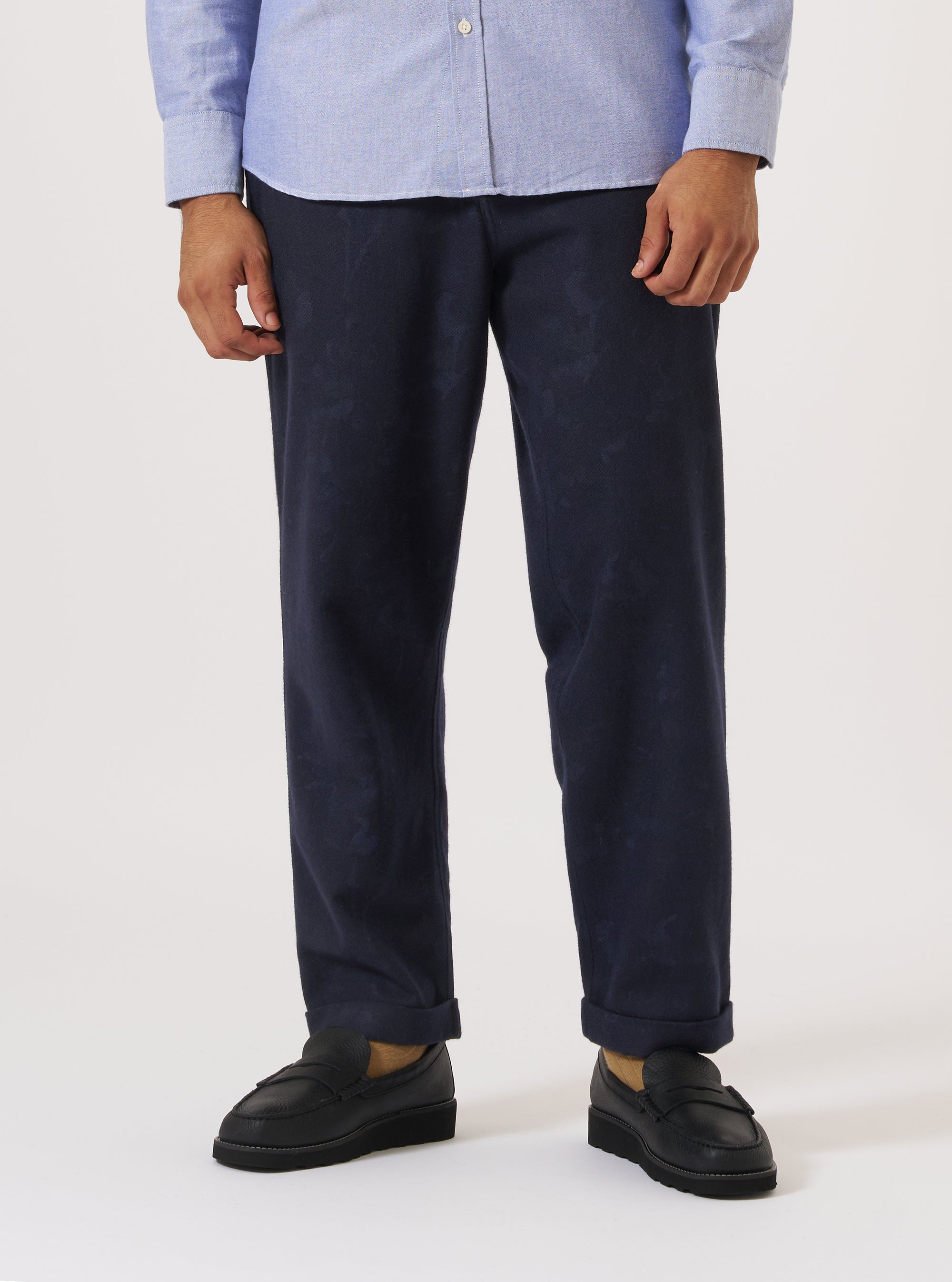 Navy Flower Print Flannel Super Chino