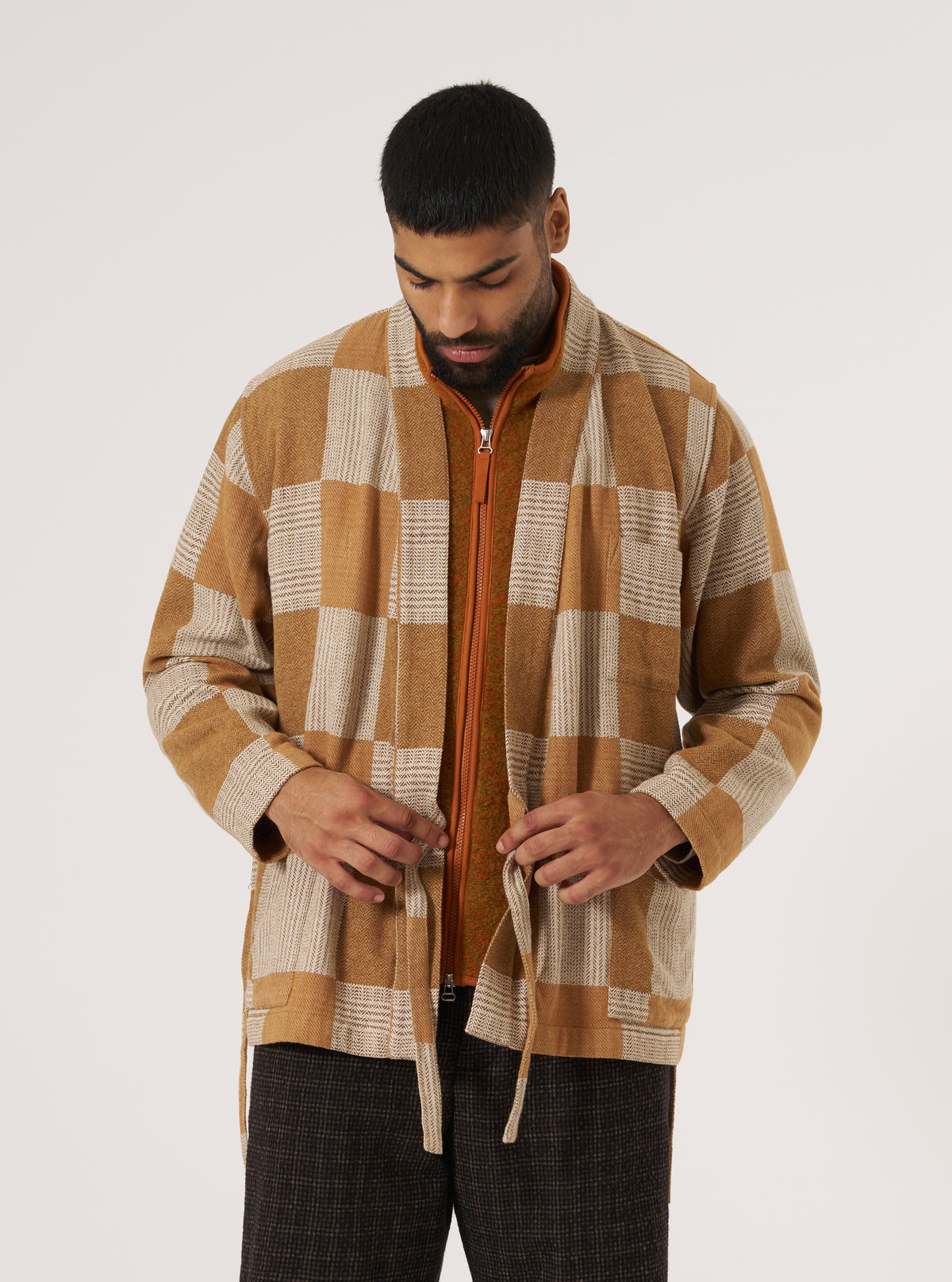 Brown Japanese Patchwork Kyoto Work Jacket