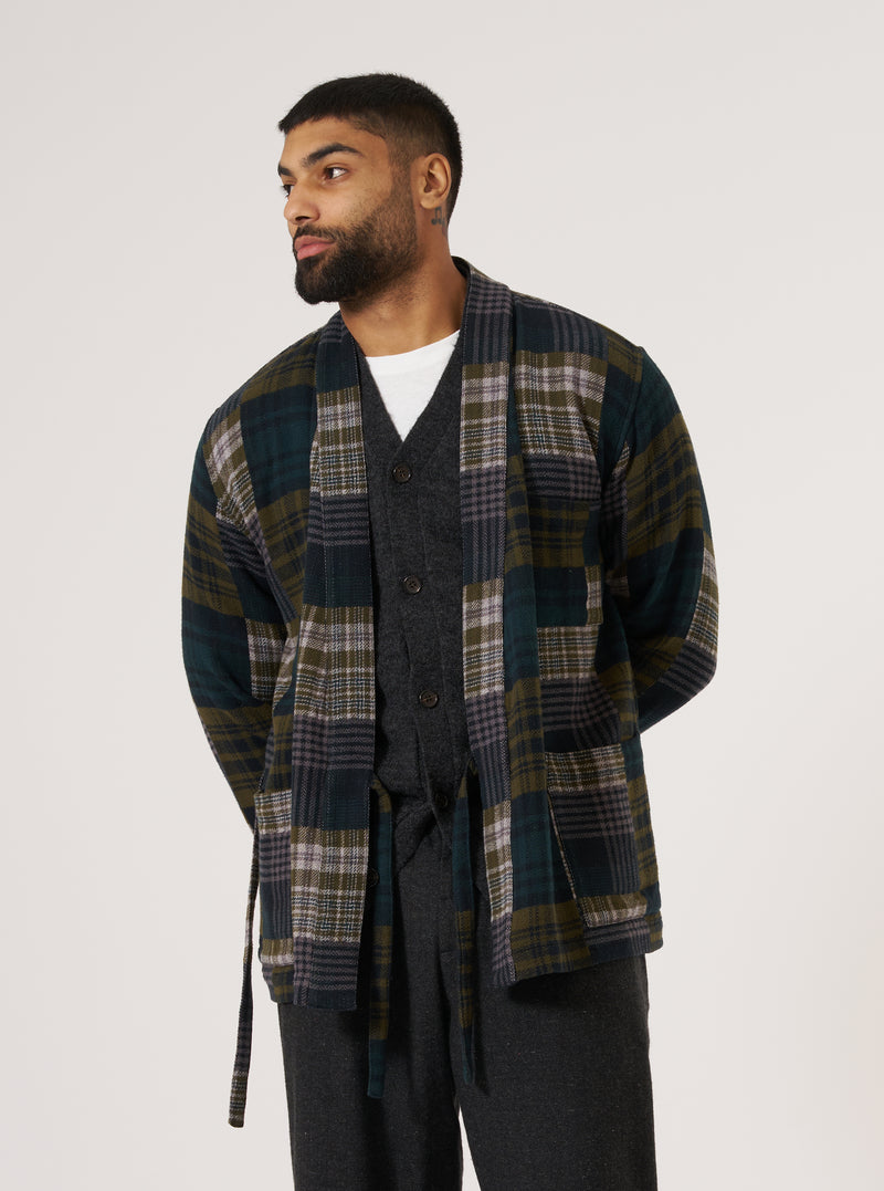Green Japanese Patchwork Kyoto Work Jacket