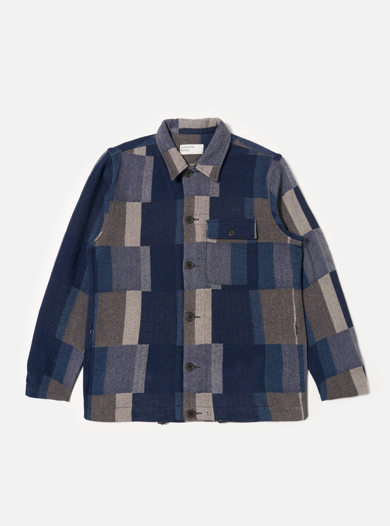 Navy Japanese Patchwork L/S Tech Overshirt