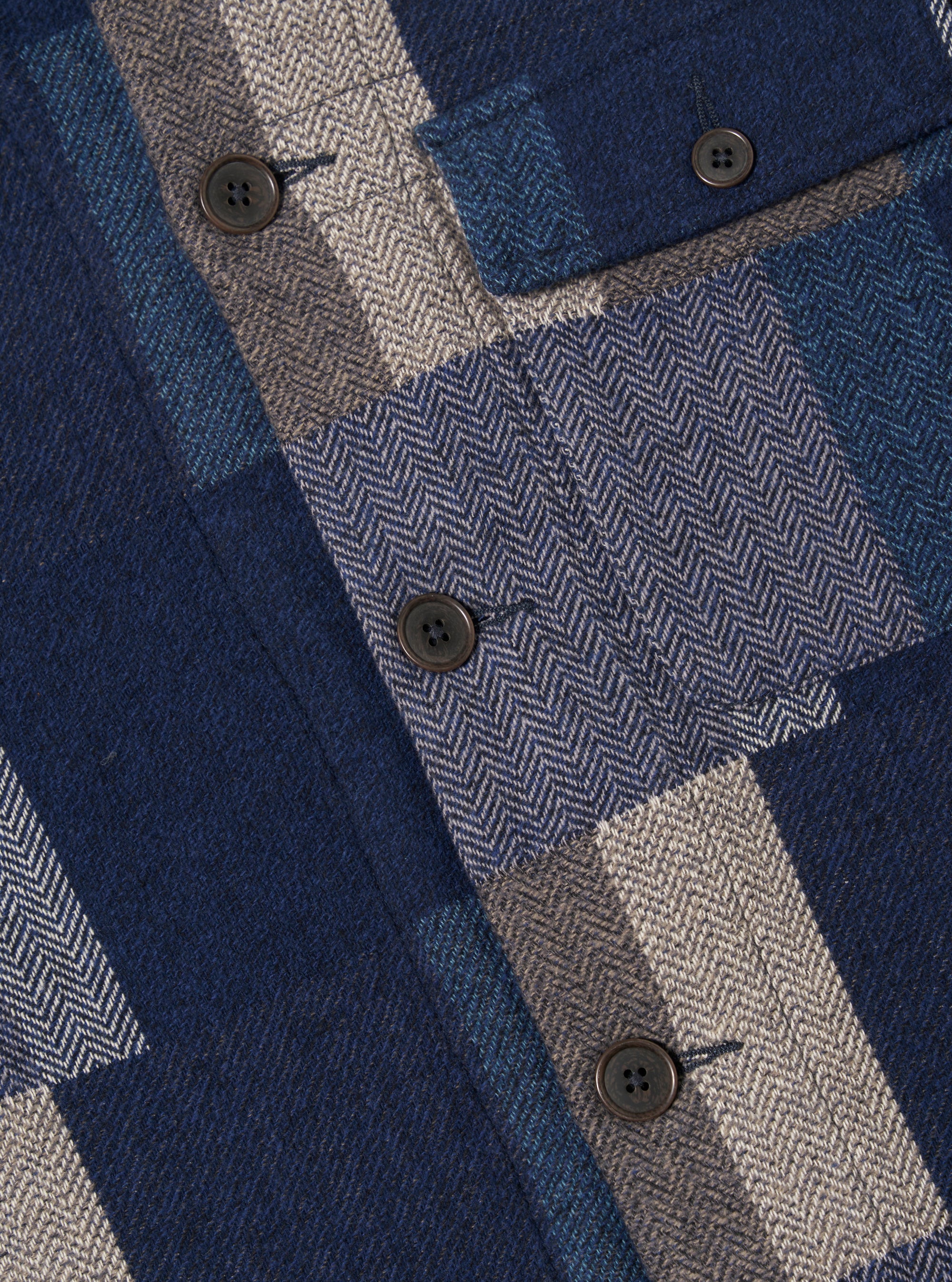 Navy Japanese Patchwork L/S Tech Overshirt