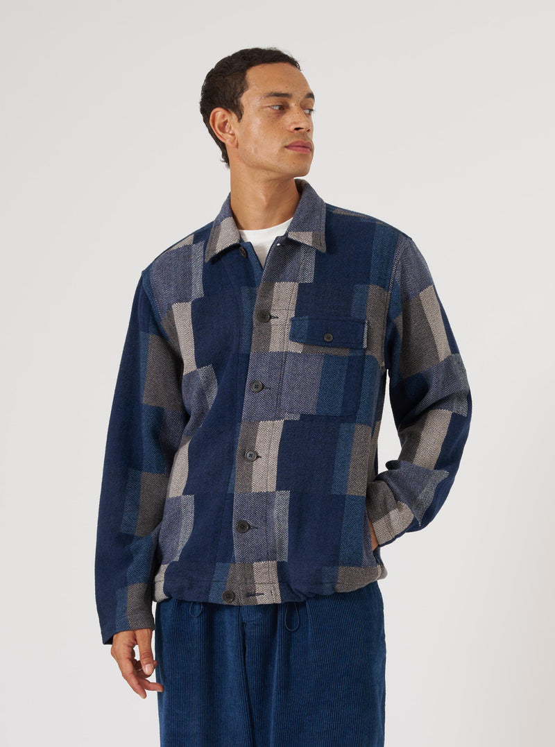 Navy Japanese Patchwork L/S Tech Overshirt