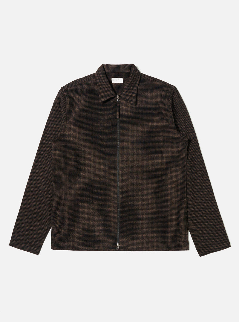 Brown Cedar Check Zip Shirt