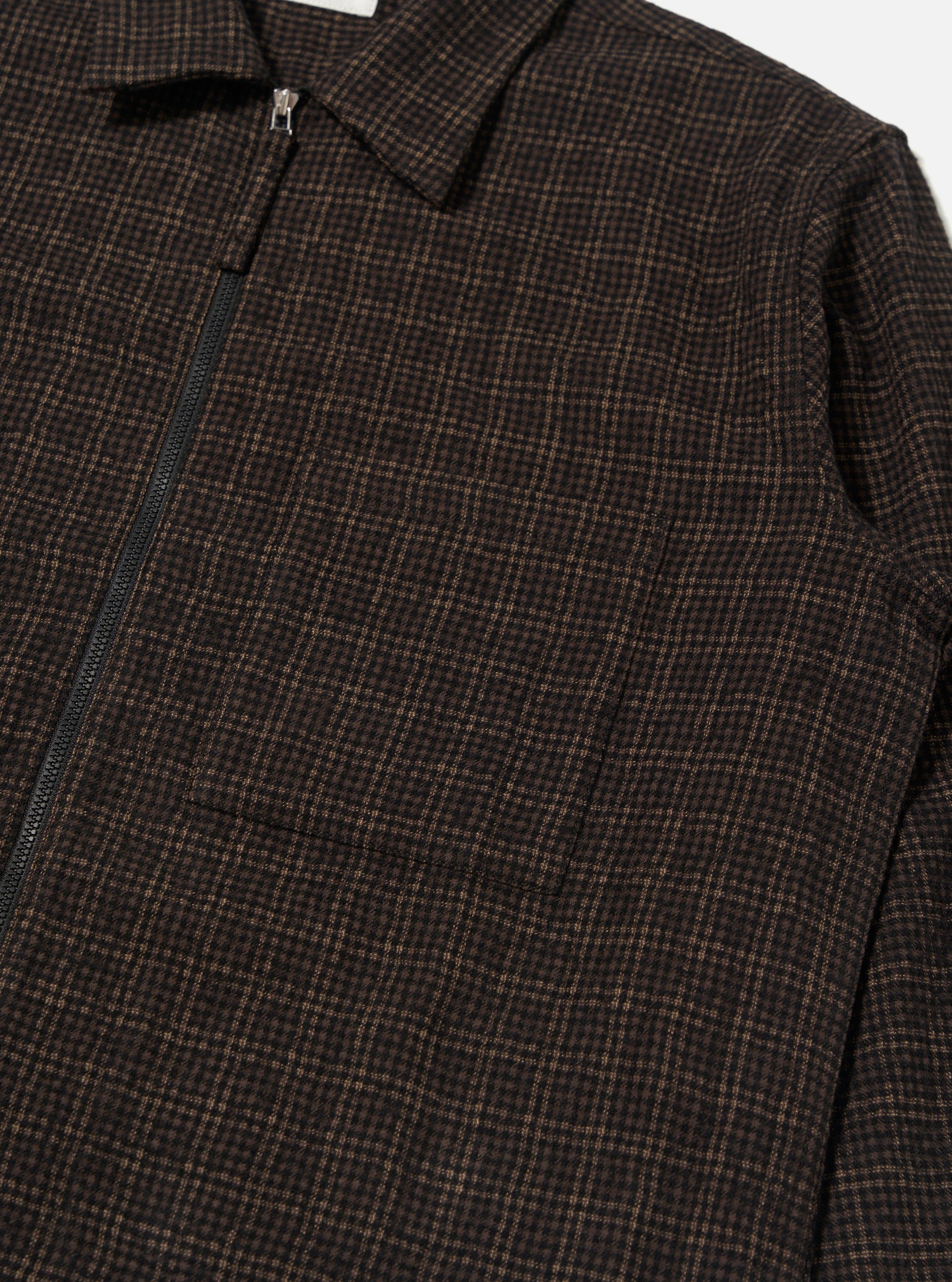 Brown Cedar Check Zip Shirt
