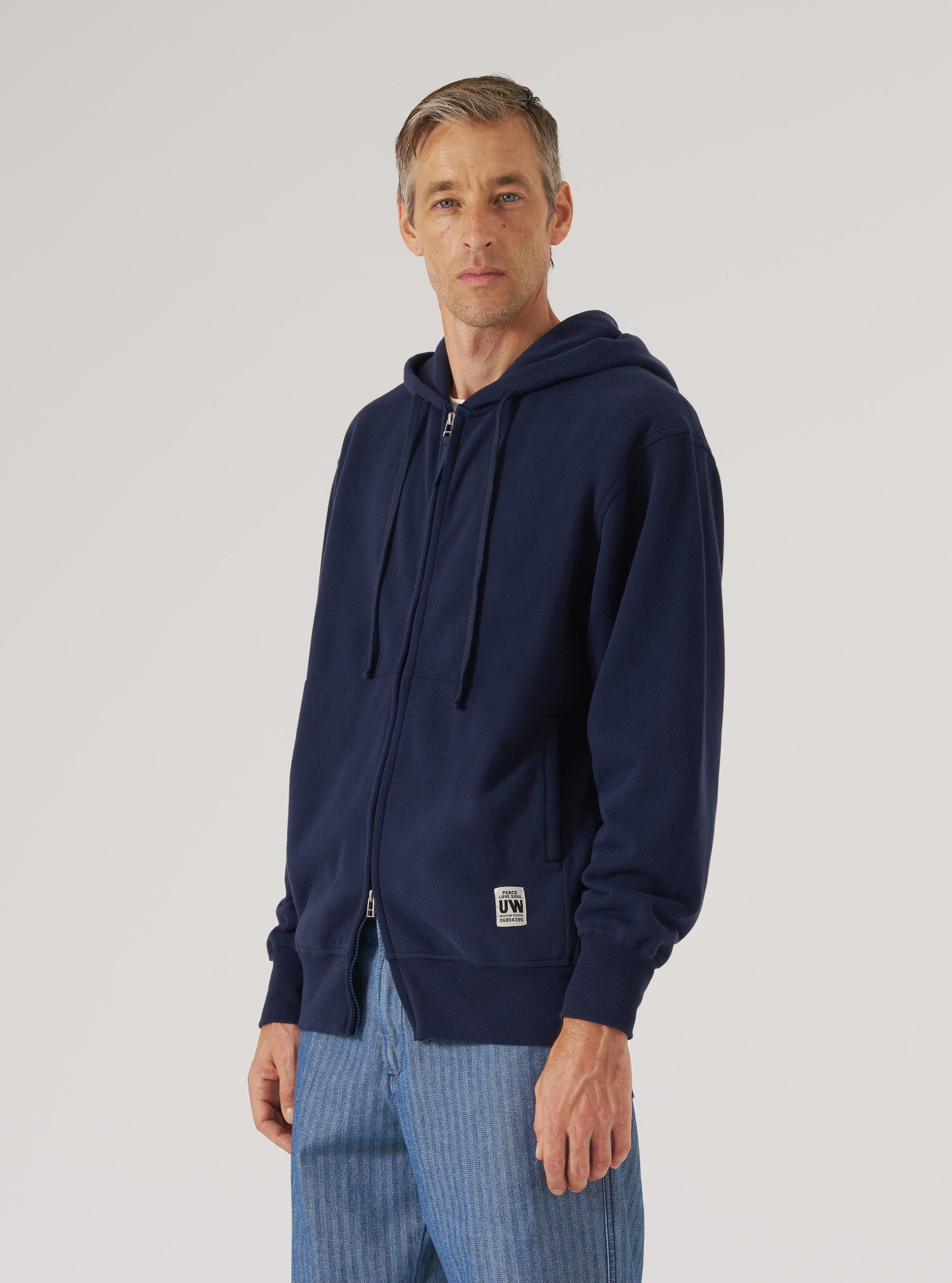 Navy Brush Back Sweat New York Hoody