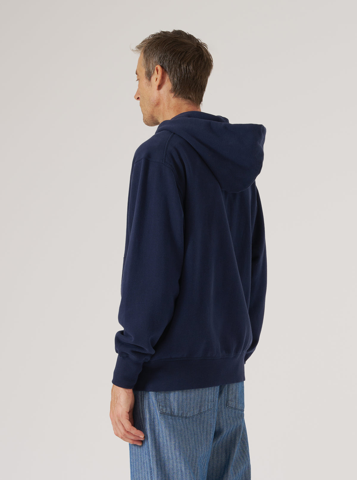 Navy Brush Back Sweat New York Hoody