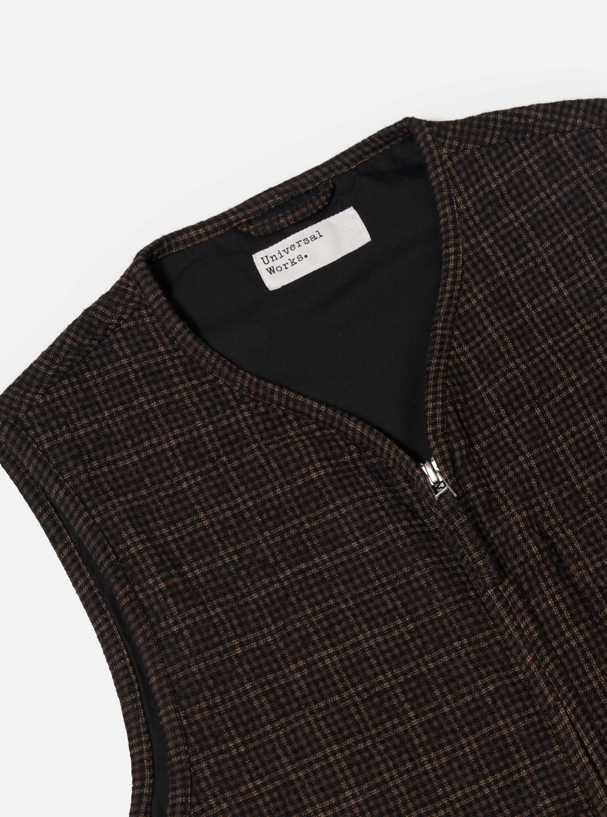 Brown Cedar Check Parachute Liner Gilet