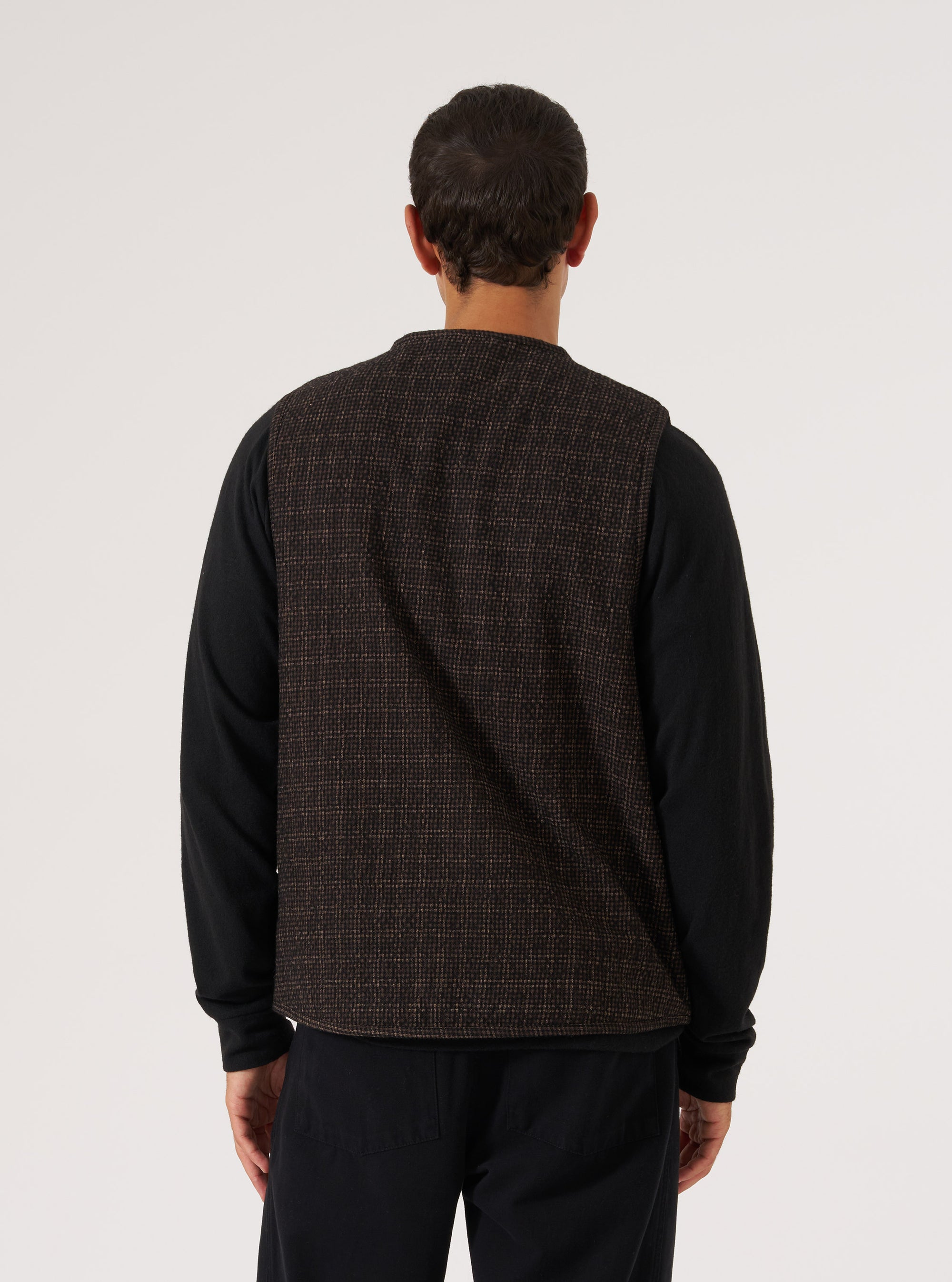 Brown Cedar Check Parachute Liner Gilet