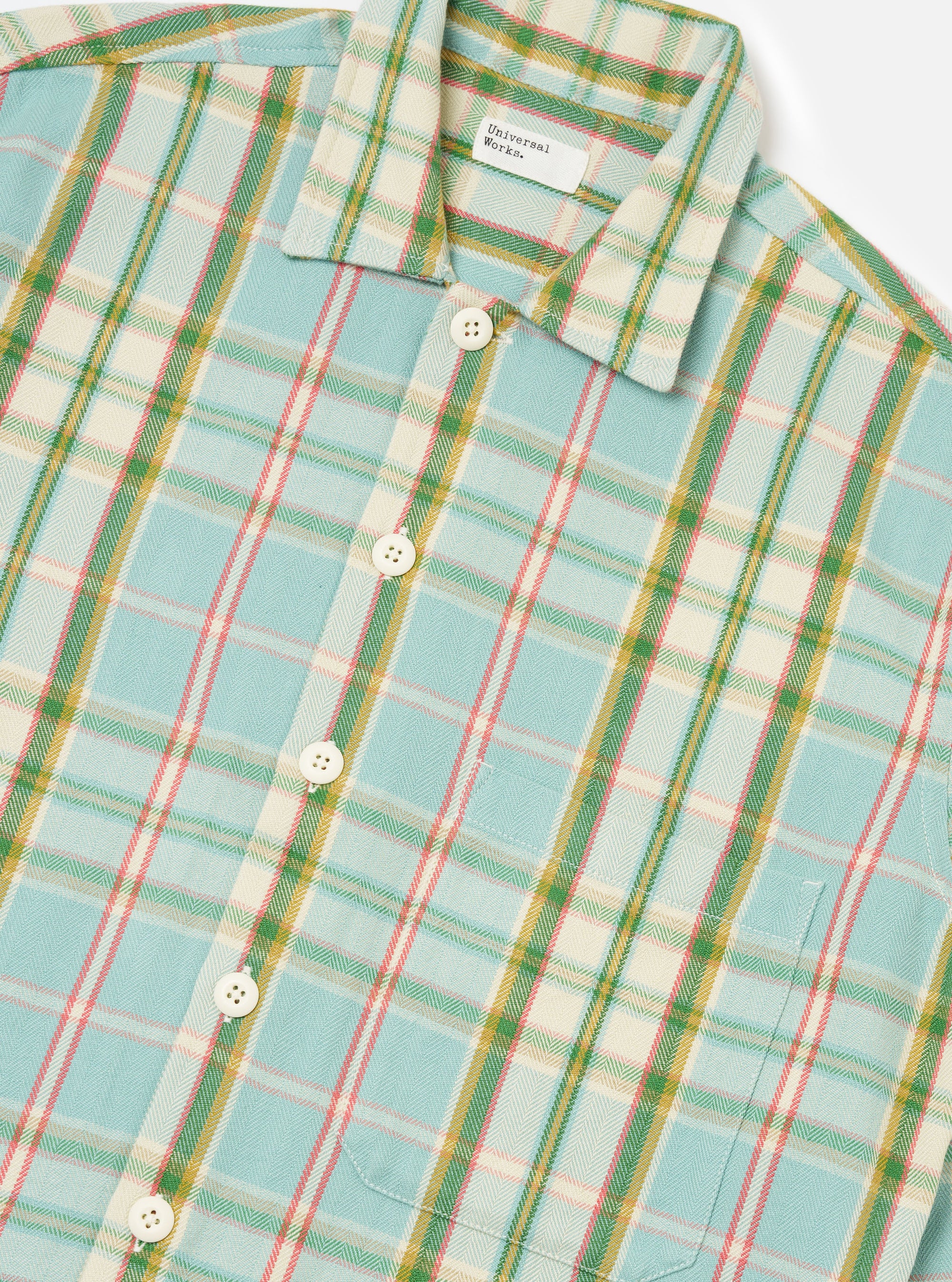 Pale Blue Faded Check Fatigue Shirt