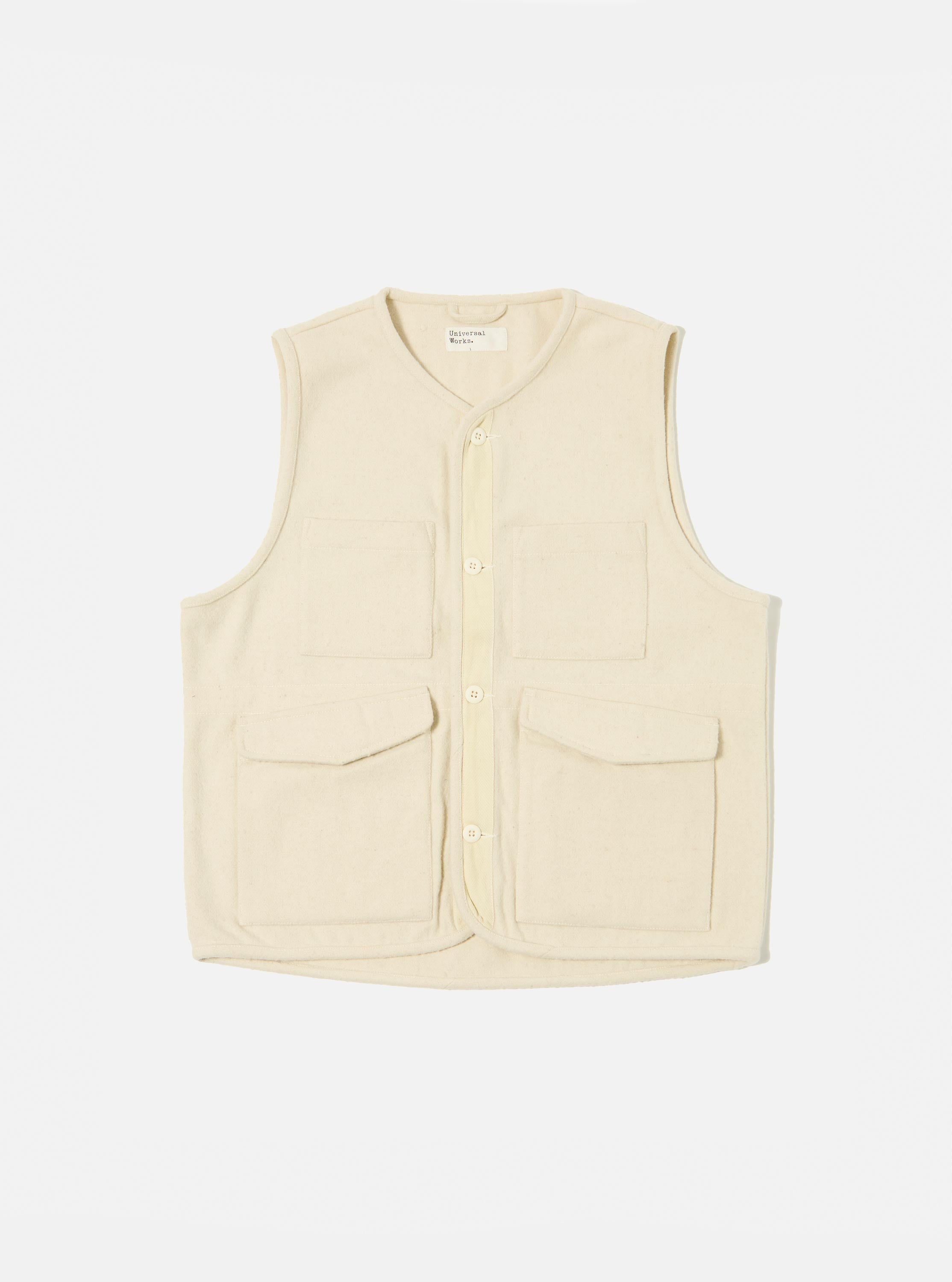 Men's Ecru Marl Mowbray 4 Pocket Gilet – Universal Works