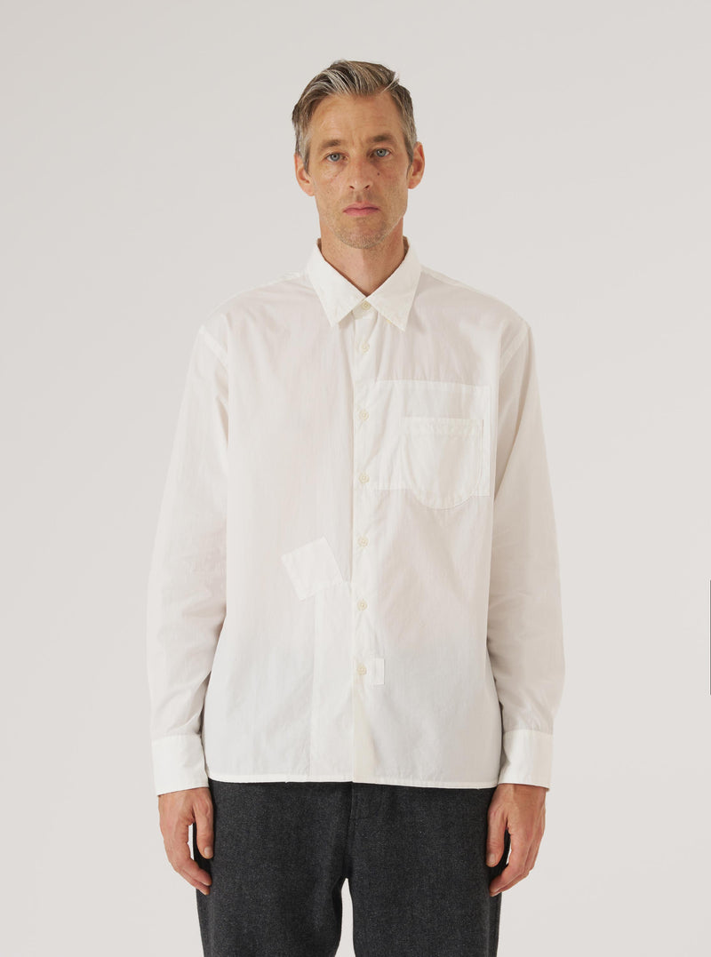 White Poplin Patched Lazy Day Shirt