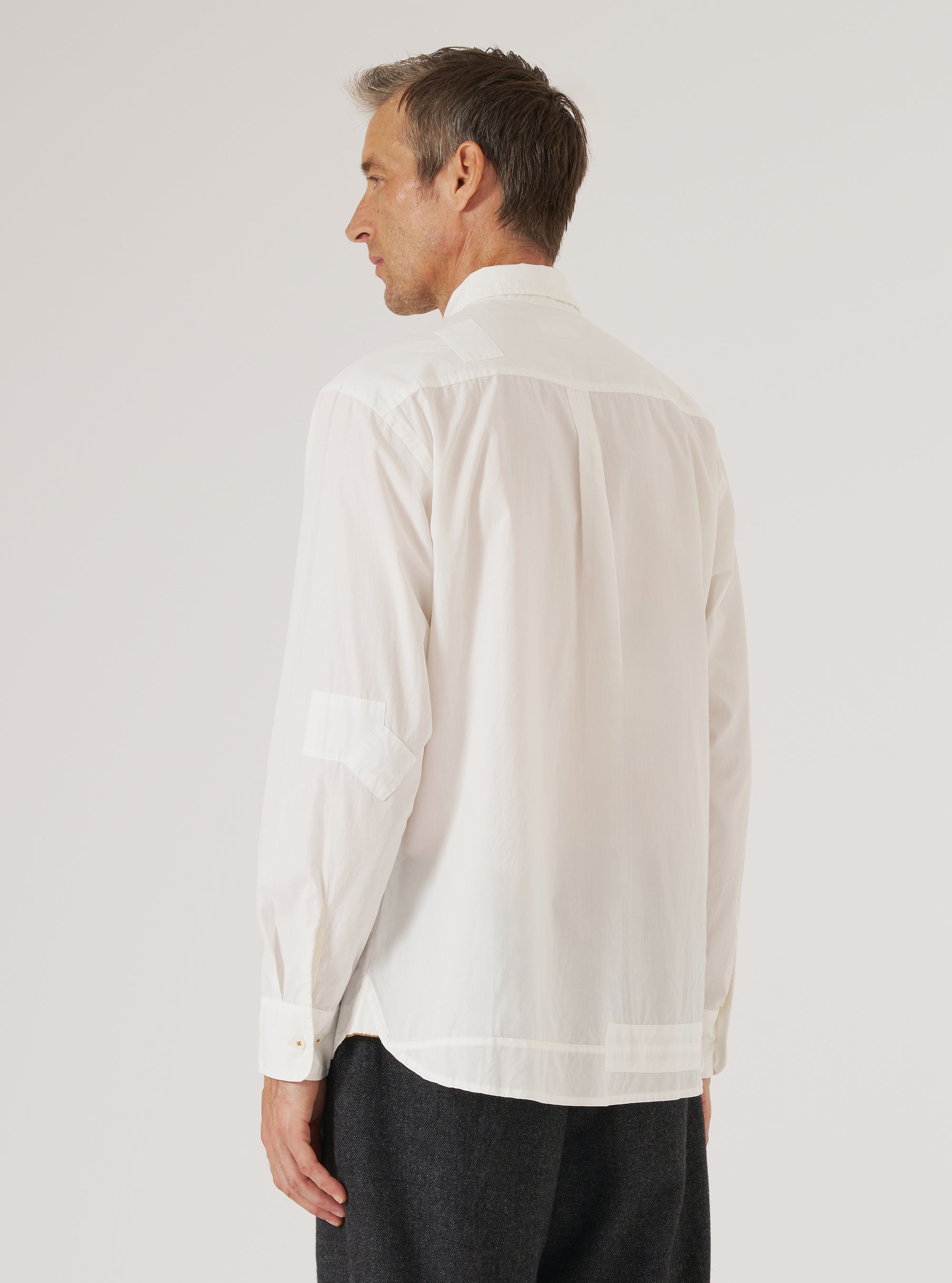 White Poplin Patched Lazy Day Shirt