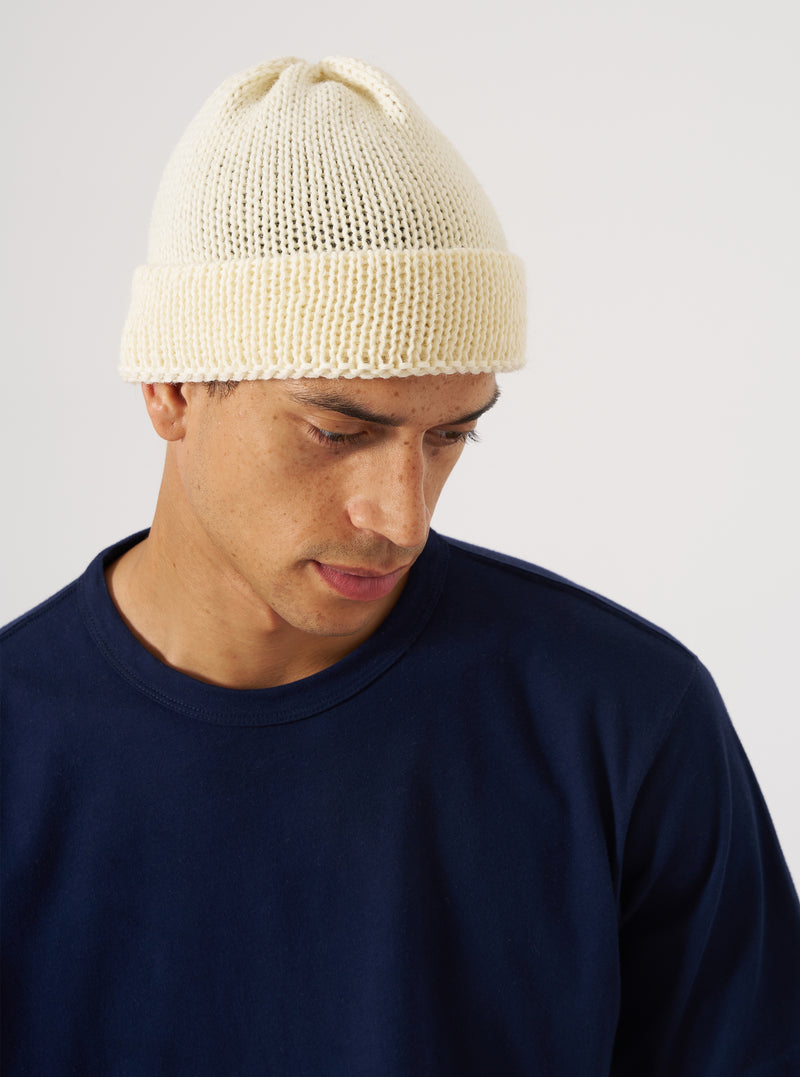 Ecru British Wool Short Watch Cap