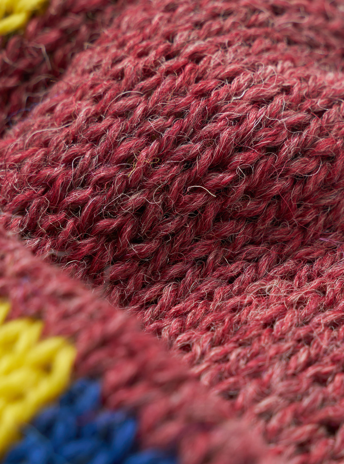 Burgundy/Blue/Lemon British Wool Short Watch Cap
