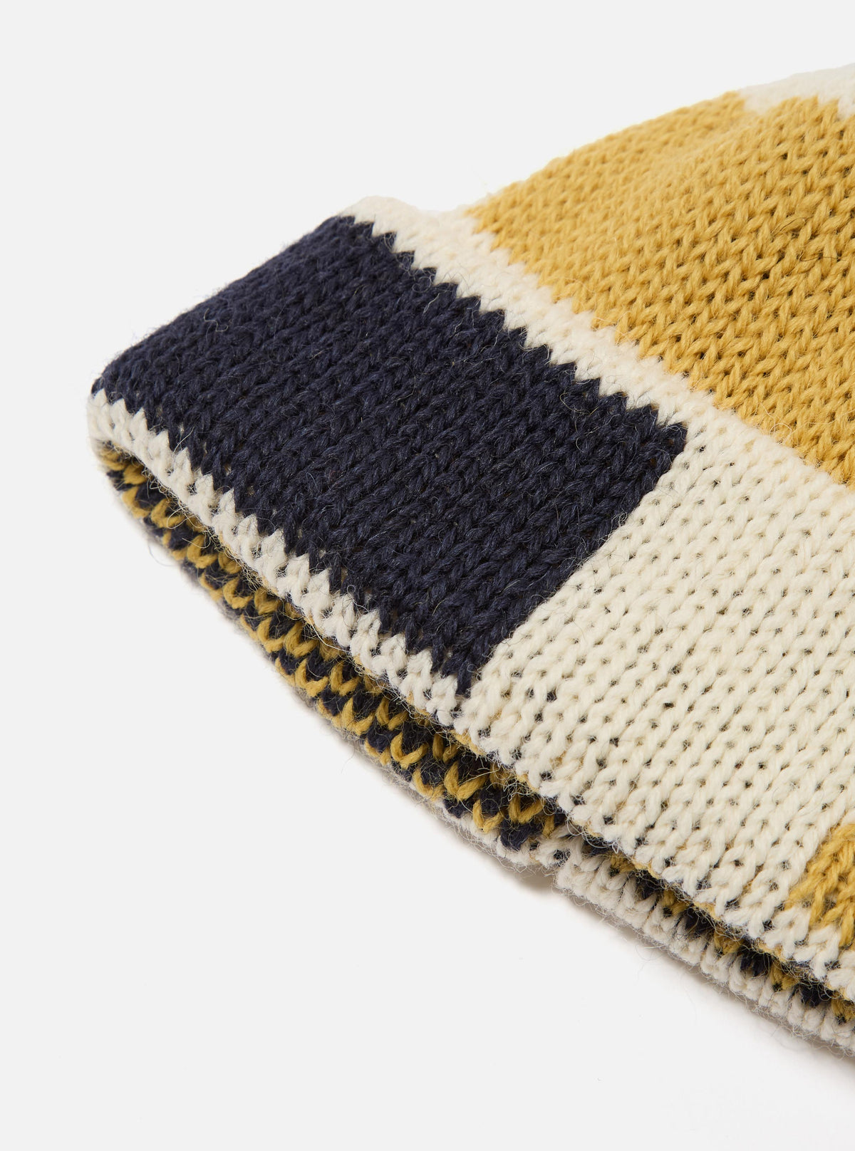 Ecru/Navy/Yellow British Wool Short Watch Cap