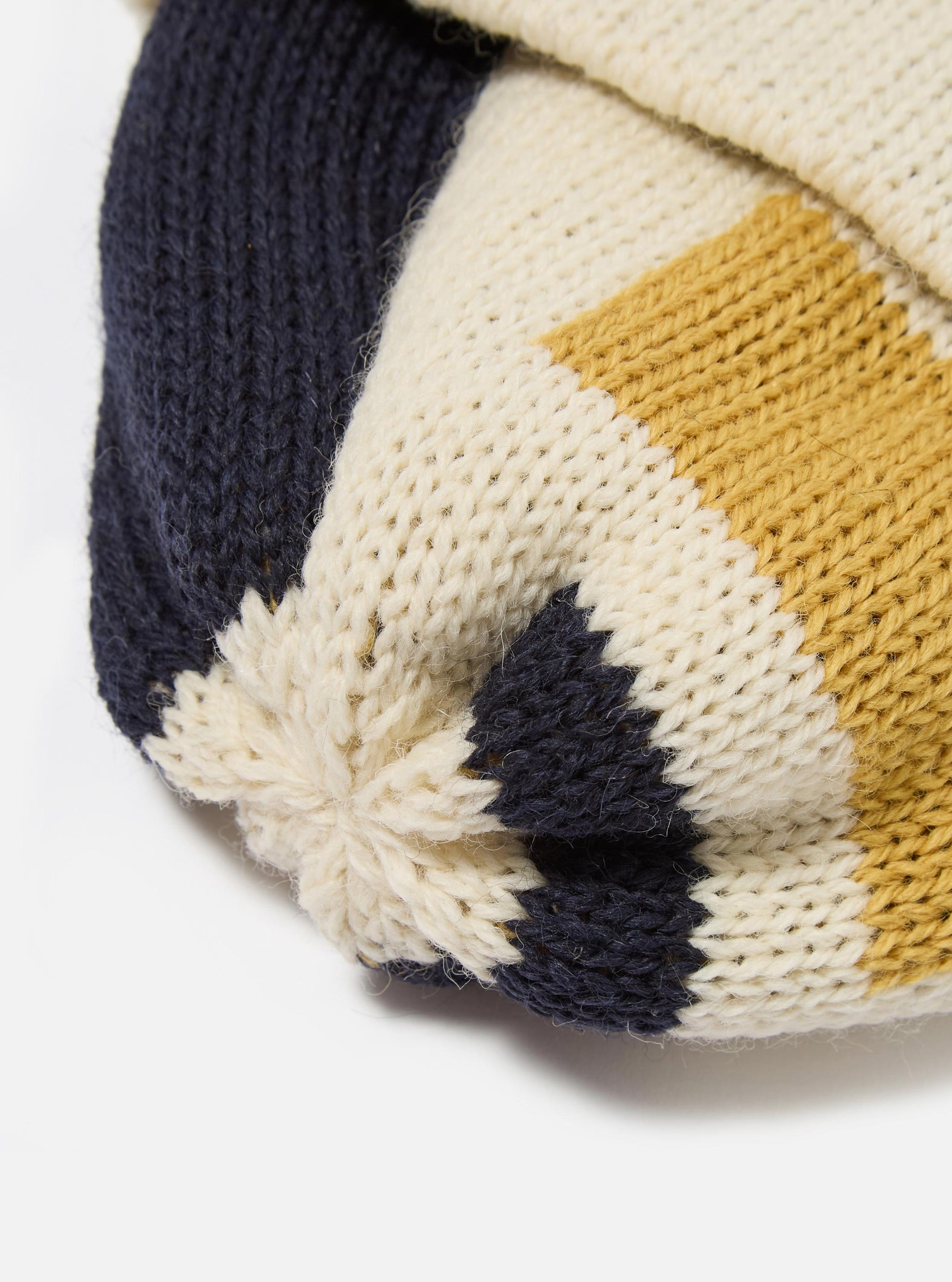 Ecru/Navy/Yellow British Wool Short Watch Cap