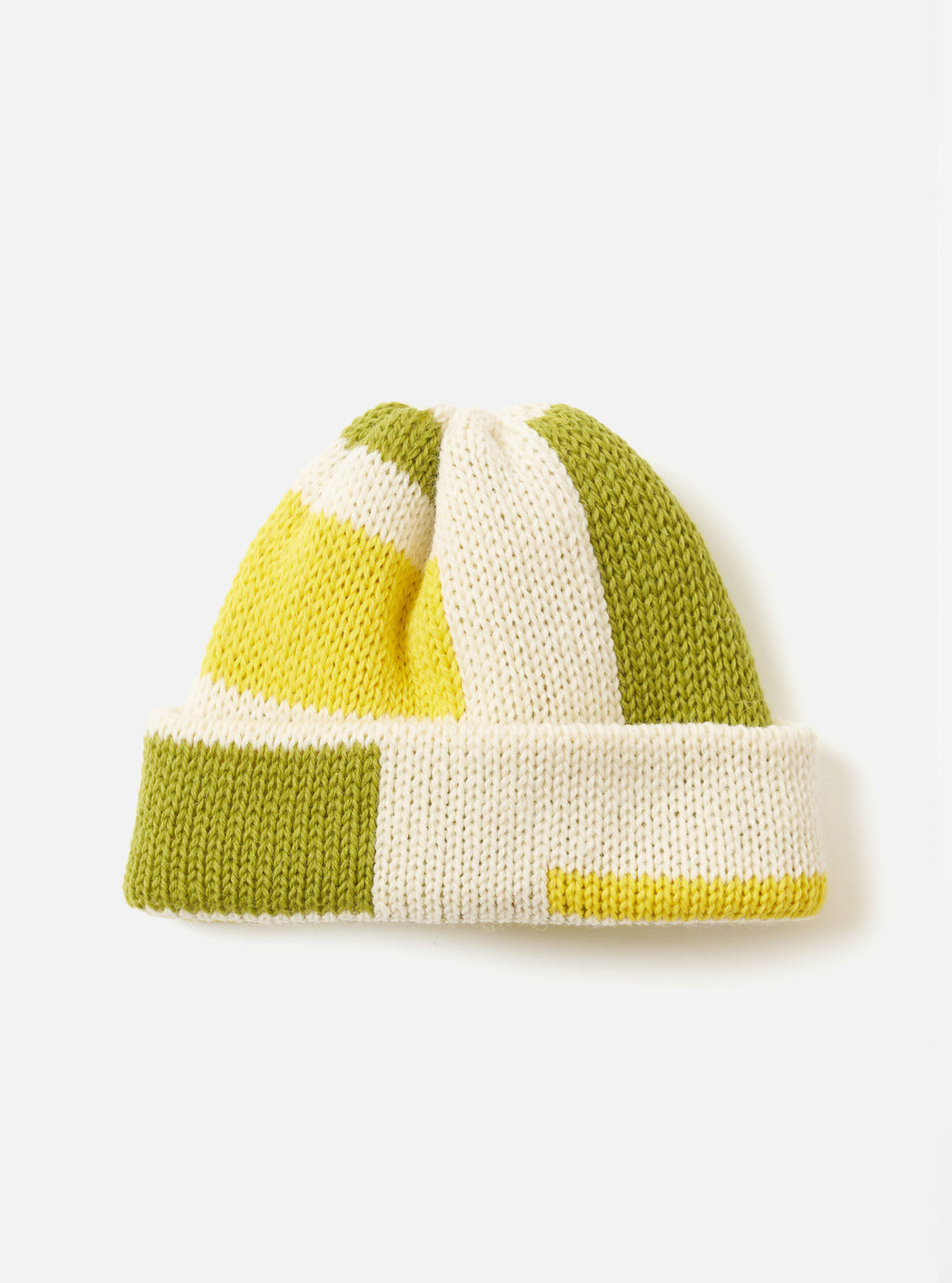 Ecru/Olive/Yellow British Wool Short Watch Cap