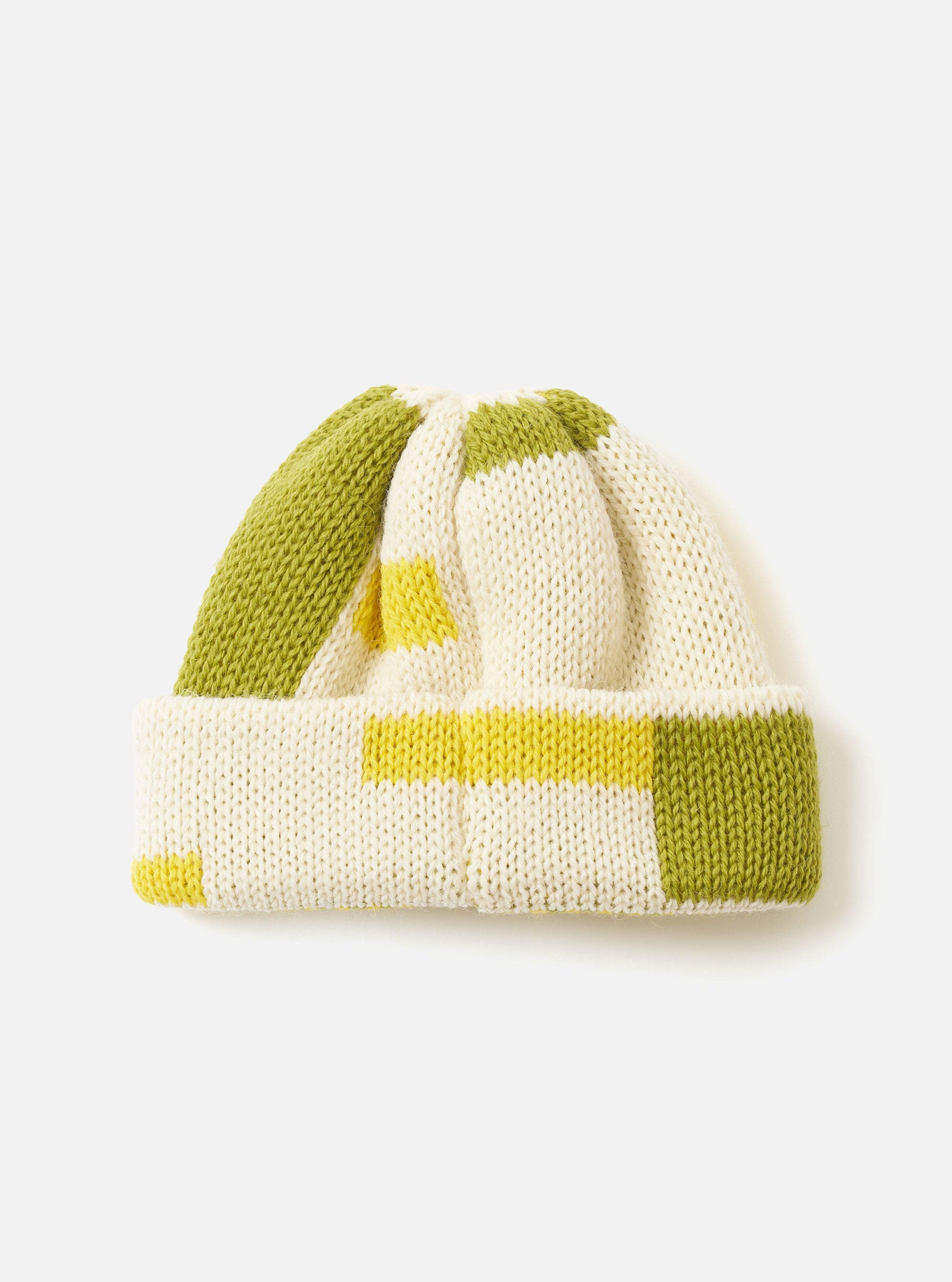 Ecru/Olive/Yellow British Wool Short Watch Cap