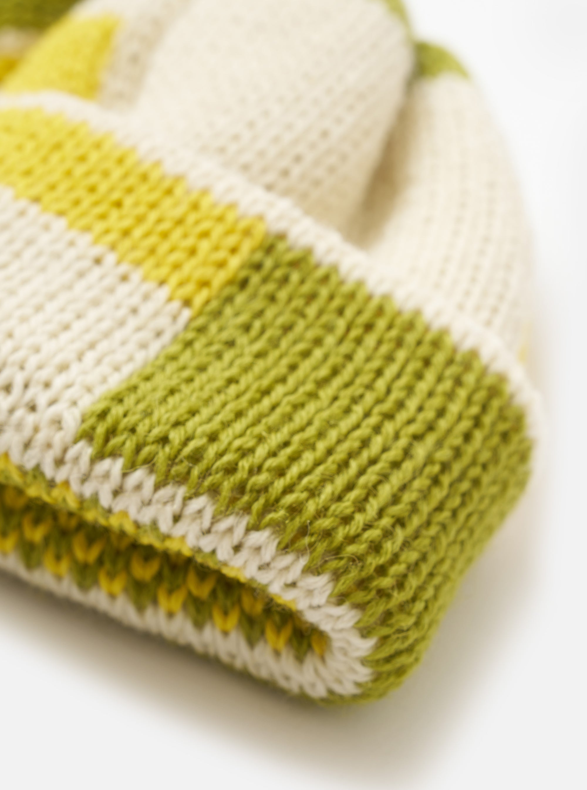 Ecru/Olive/Yellow British Wool Short Watch Cap