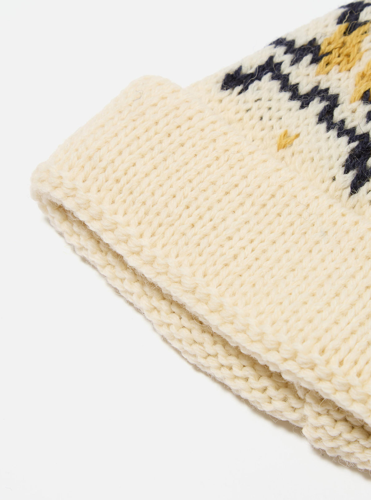 Ecru/Navy British Wool Short Watch Cap