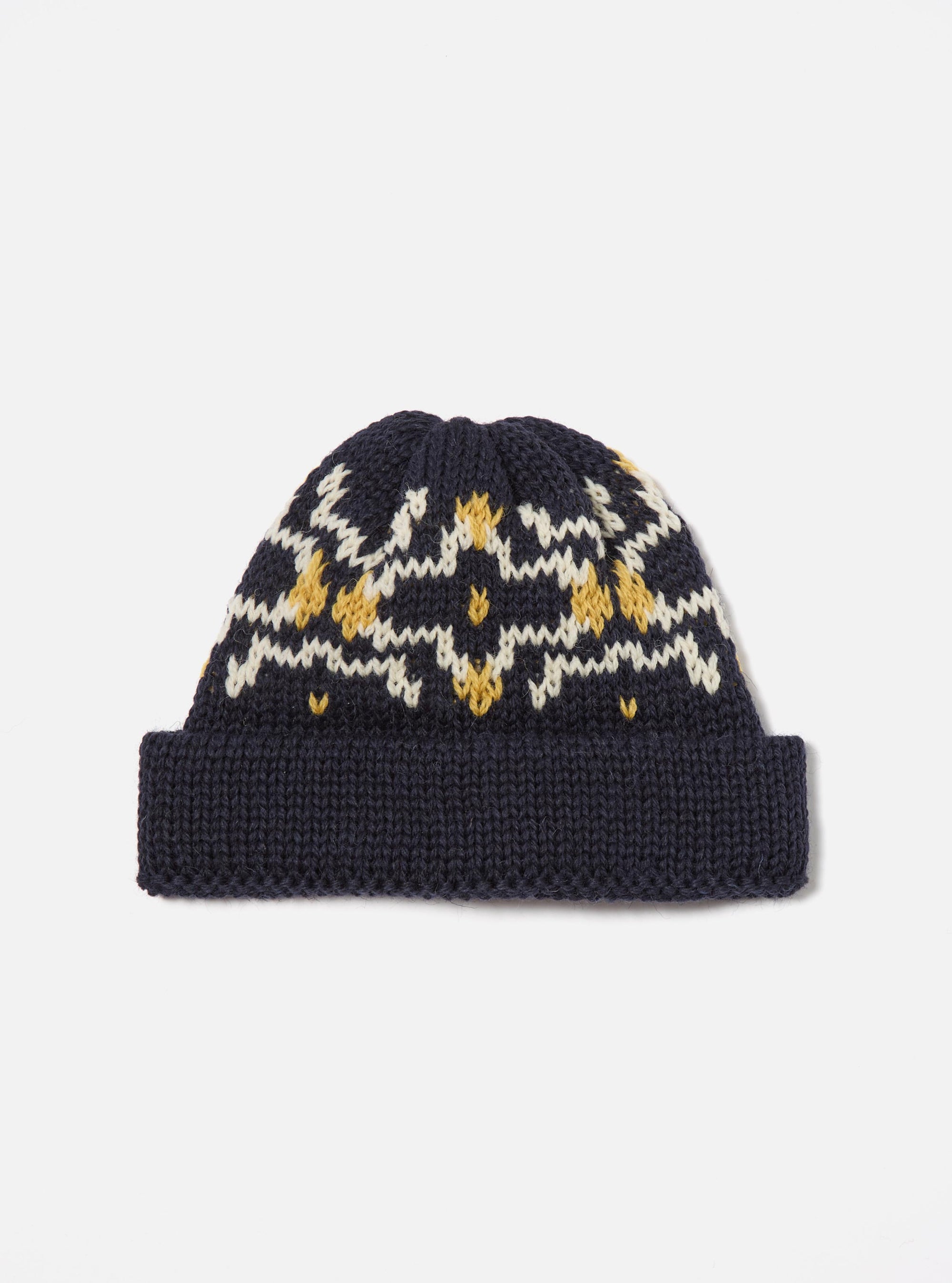 Navy/Ecru British Wool Short Watch Cap
