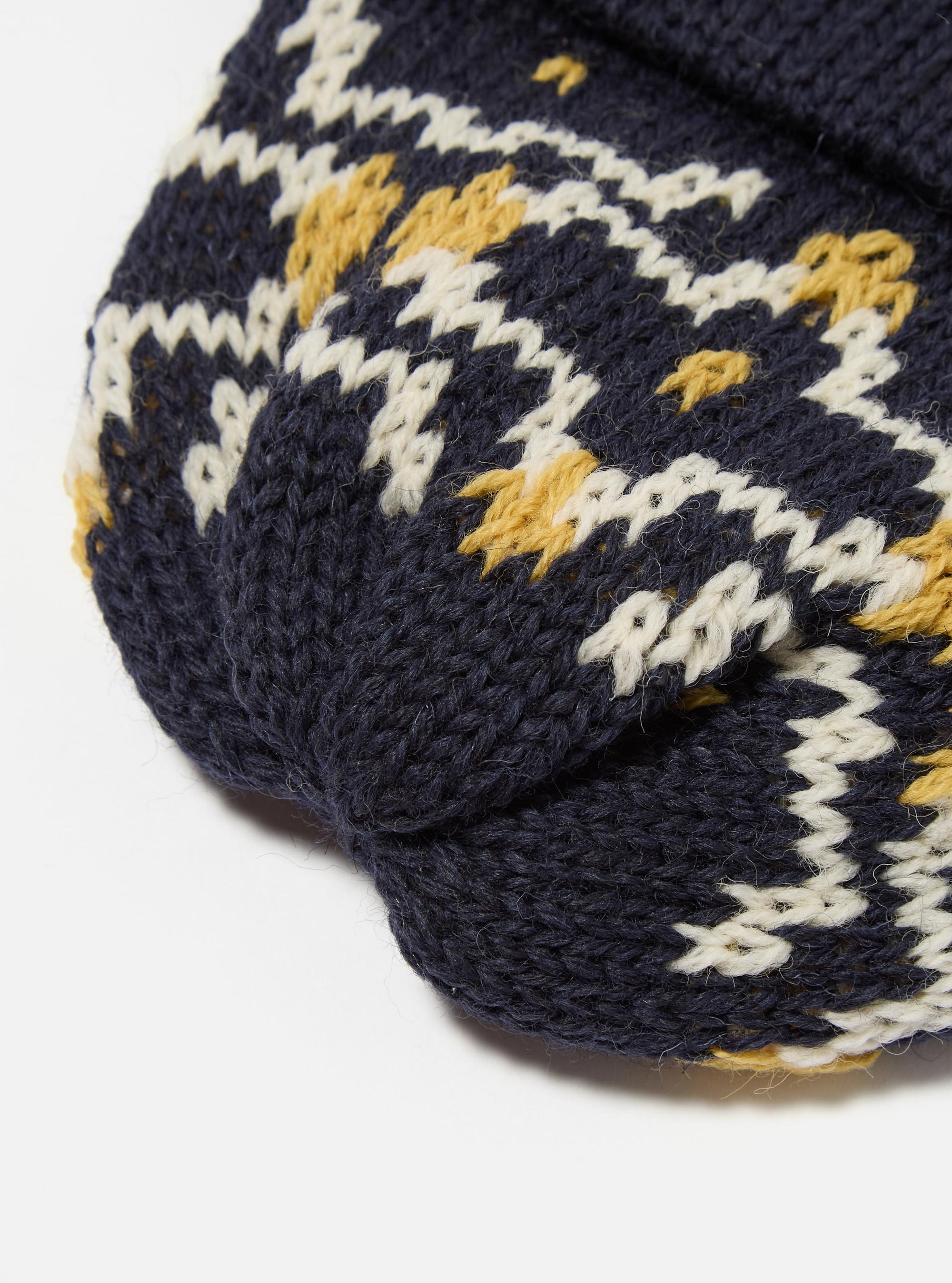 Navy/Ecru British Wool Short Watch Cap