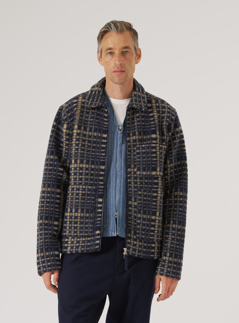 Navy Telepass Fleece Zip Uniform Jacket