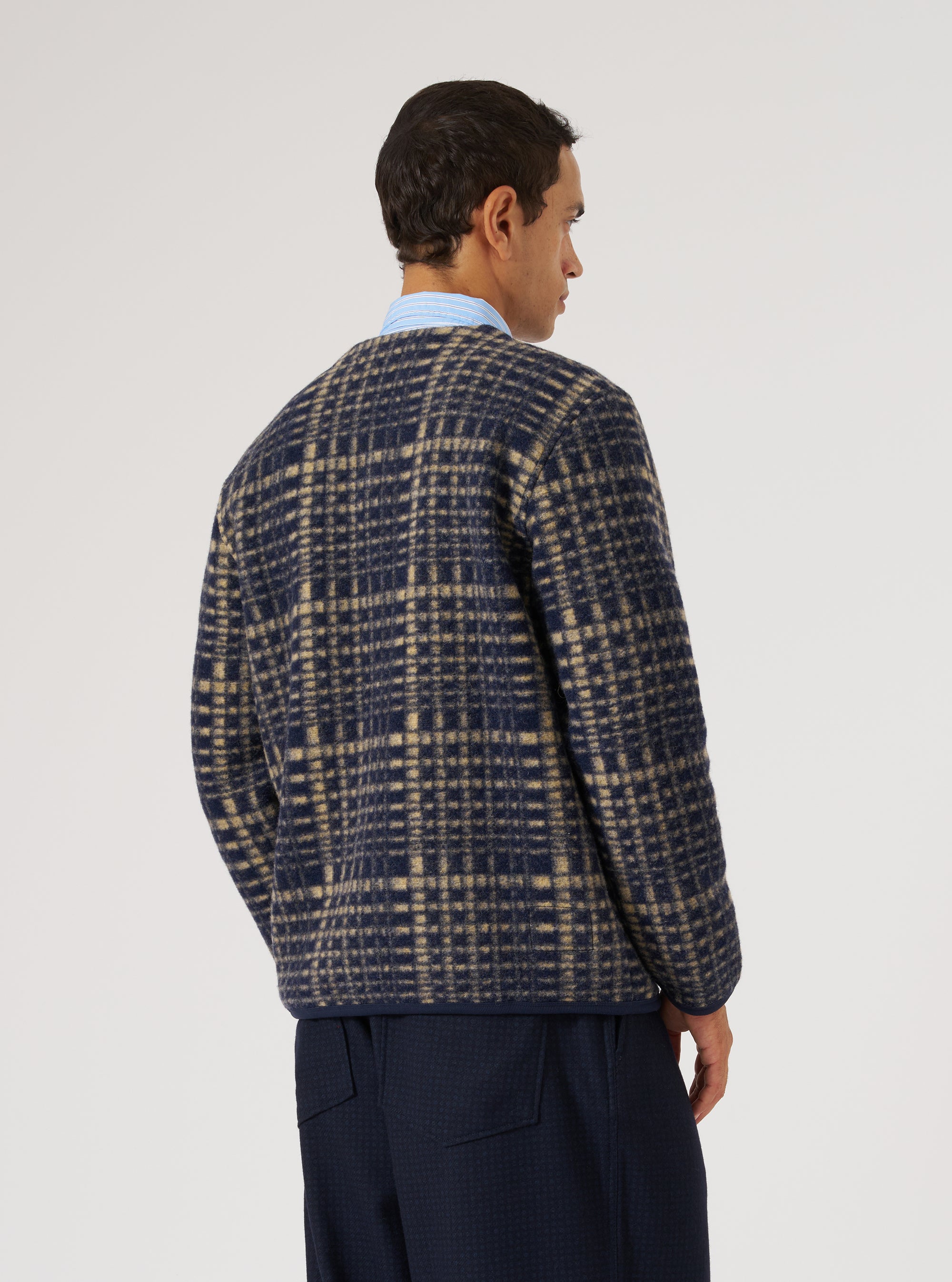 Navy Telepass Fleece Cardigan