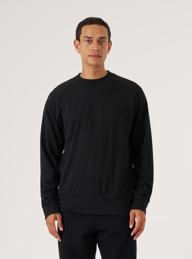 Black Recycled Wool Mix Single Jersey Mr K Crew Sweatshirt