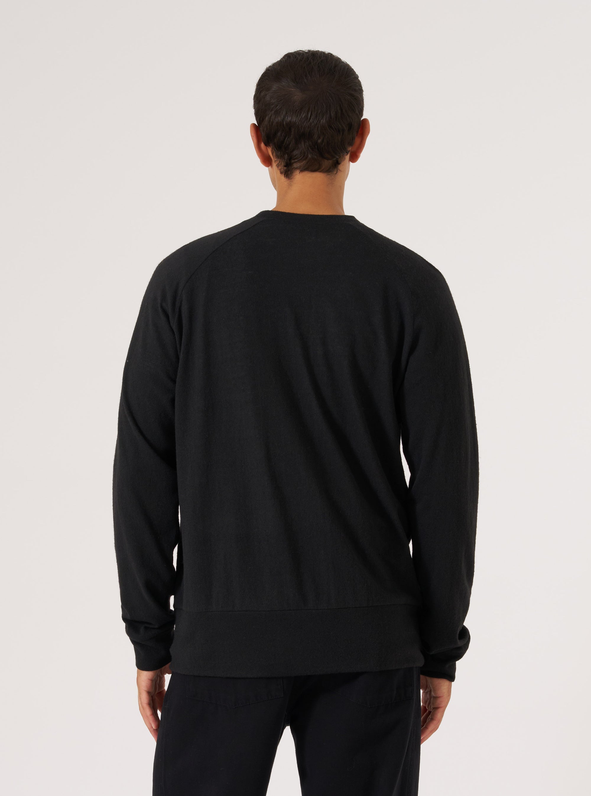 Black Recycled Wool Mix Single Jersey Mr K Crew Sweatshirt