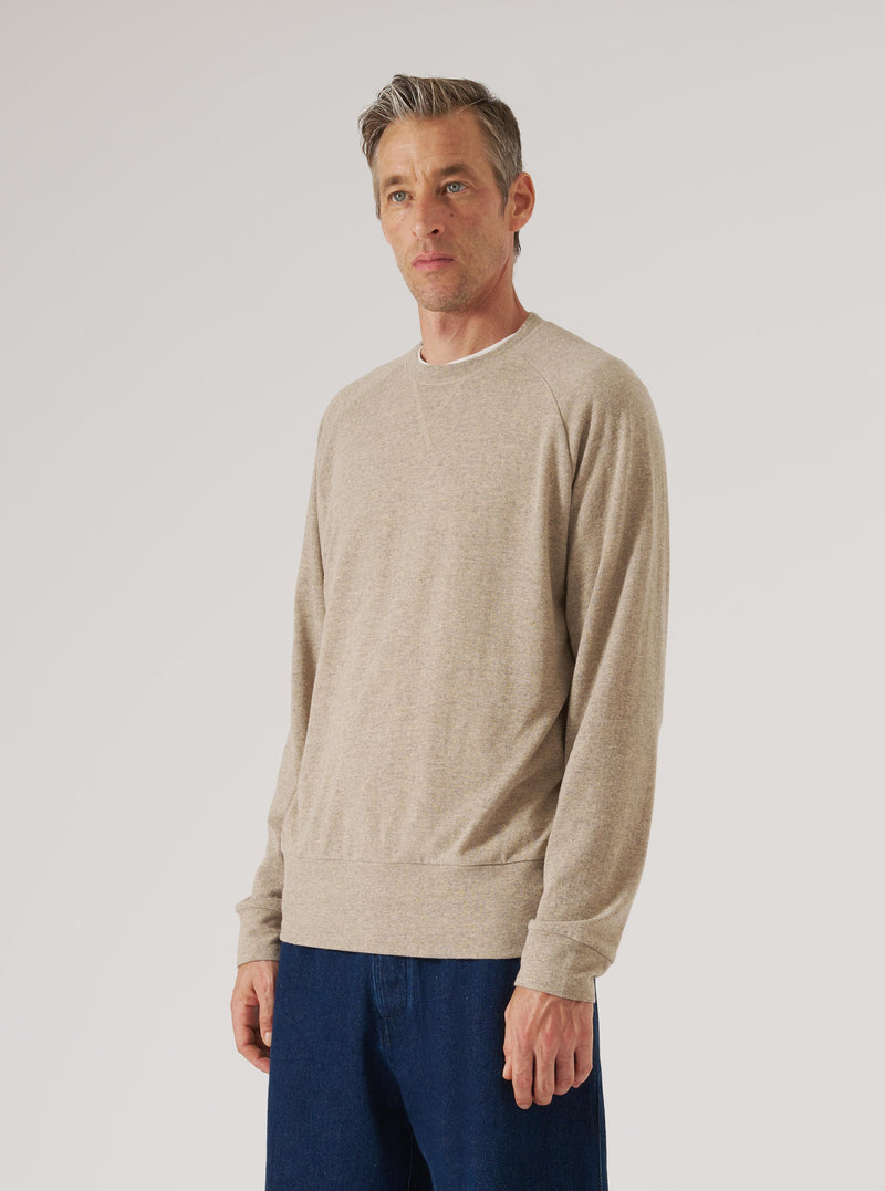 Dark Sand Recycled Wool Mix Single Jersey Mr K Crew Sweatshirt