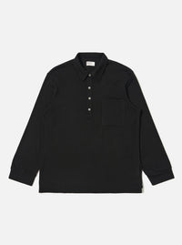Black Recycled Wool Mix Single Jersey Pullover L/S Shirt