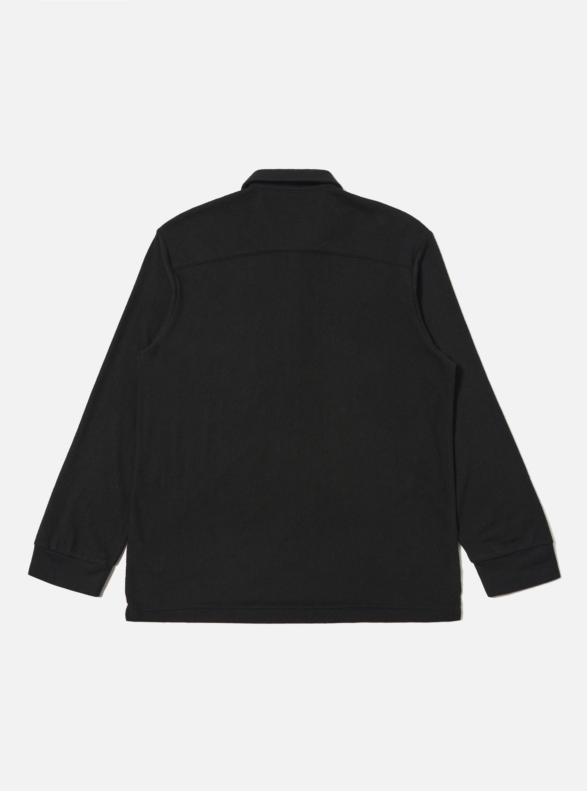 Black Recycled Wool Mix Single Jersey Pullover L/S Shirt