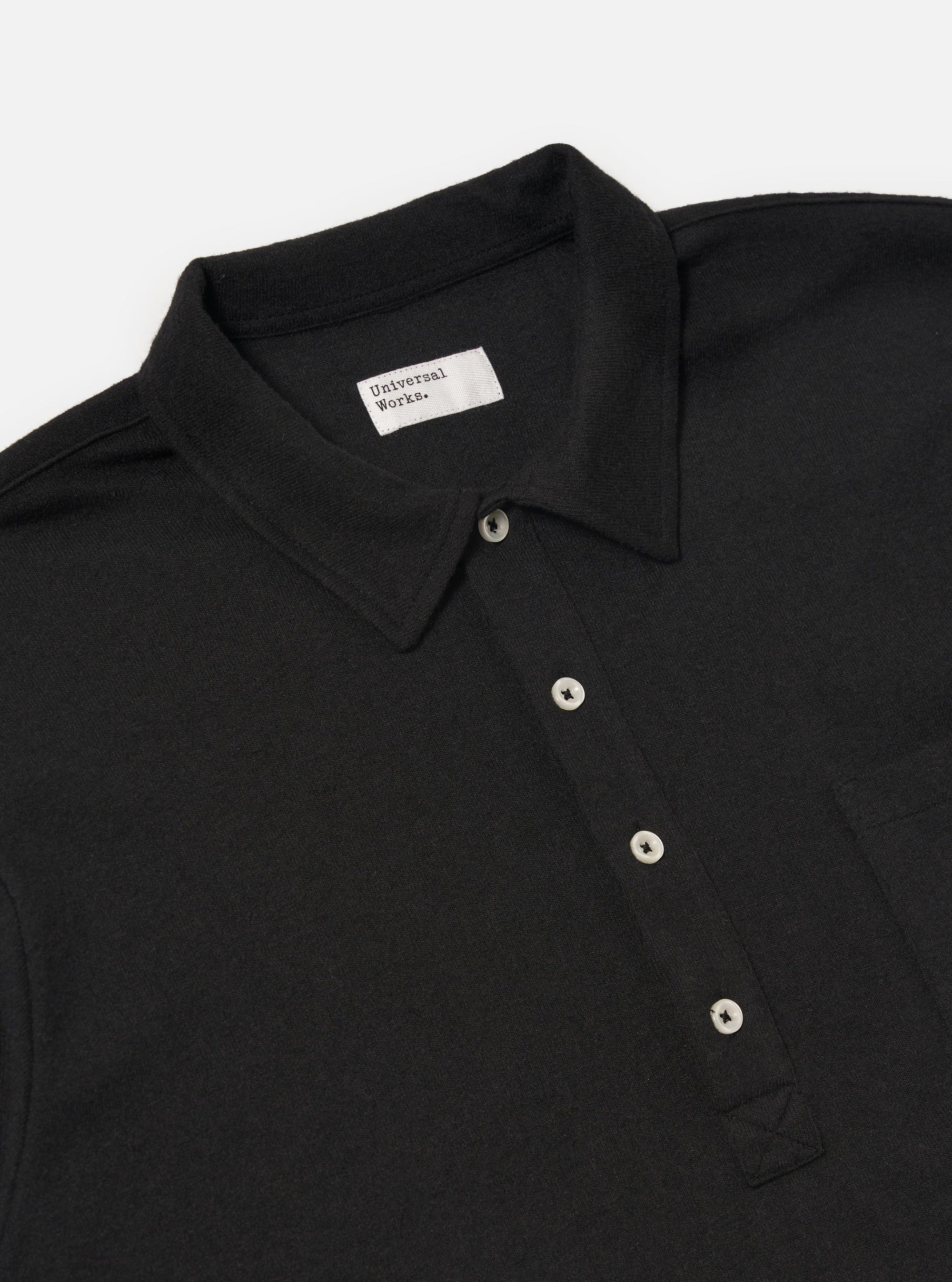 Black Recycled Wool Mix Single Jersey Pullover L/S Shirt